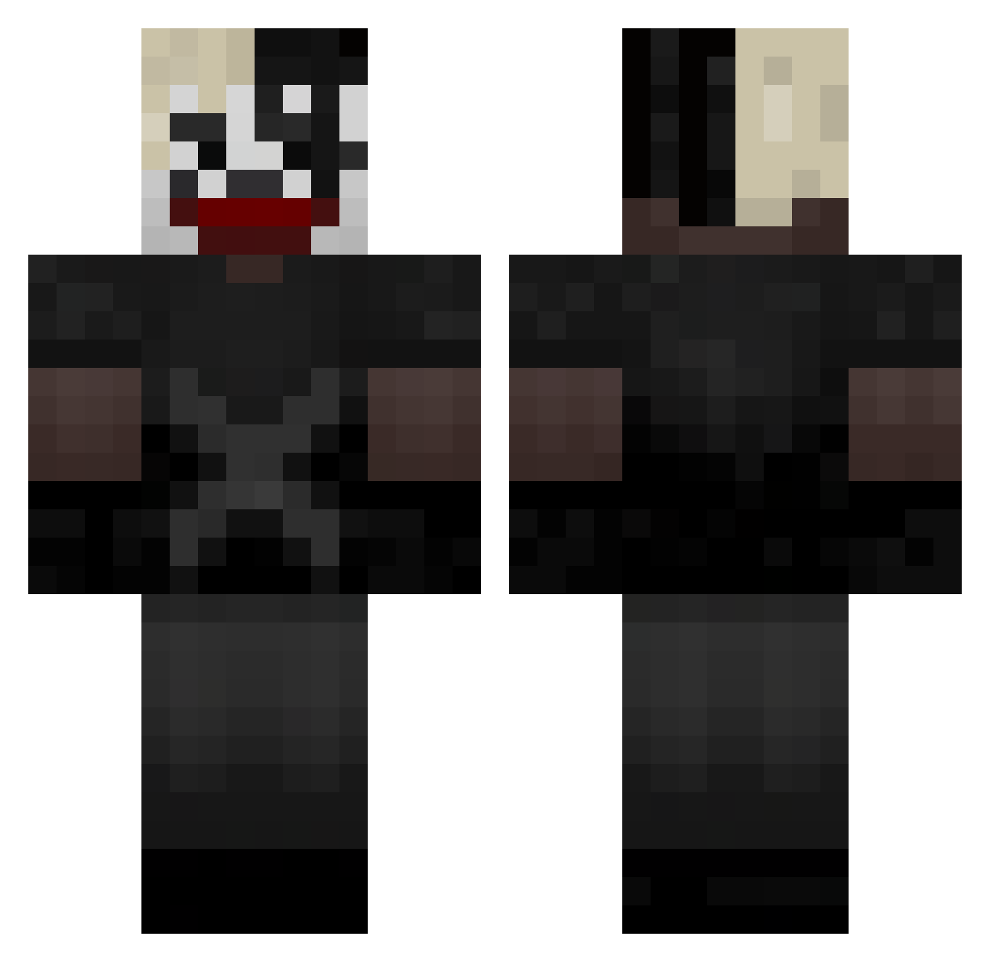 xansblood Minecraft skin, front and back view