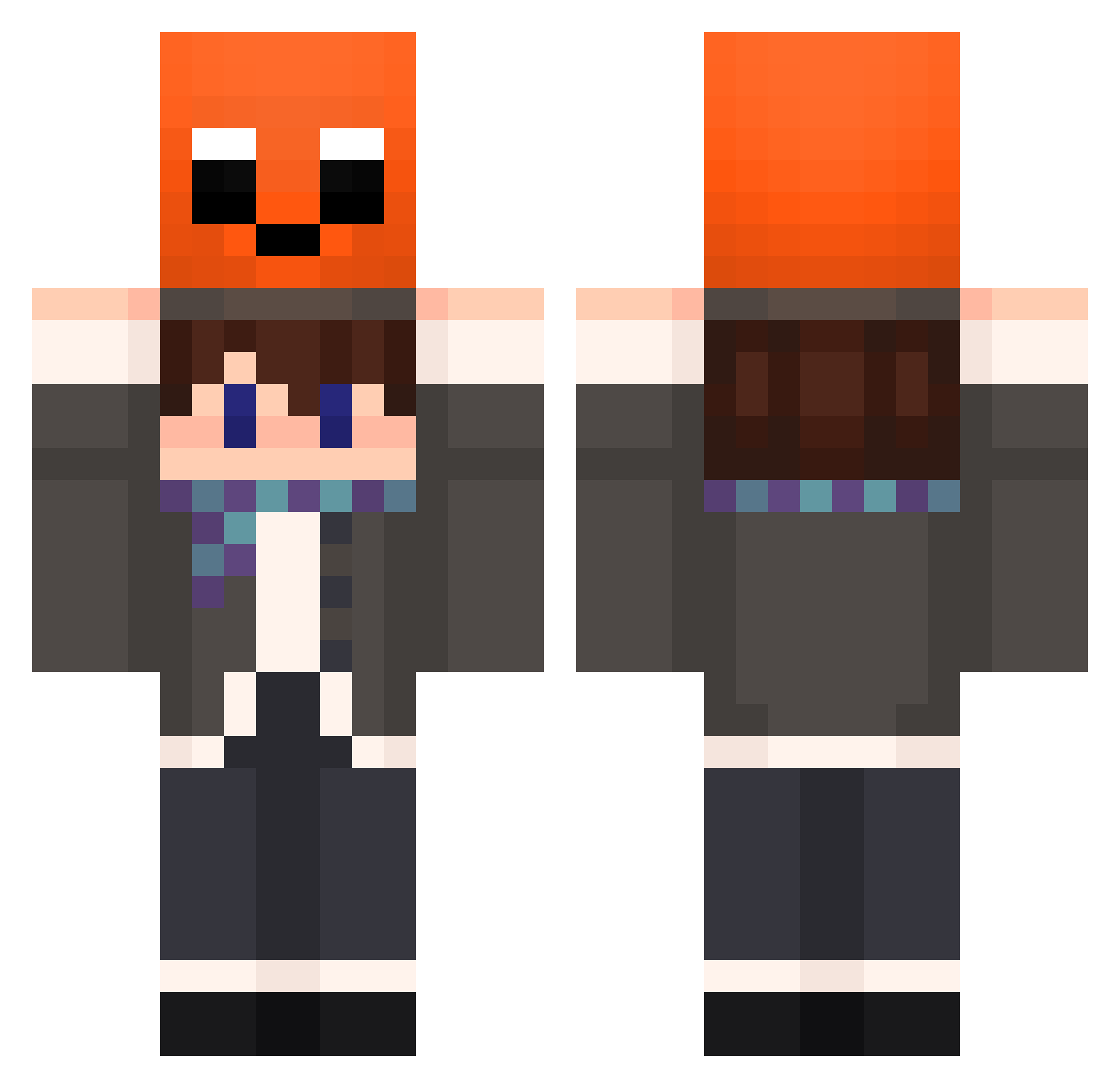 Qbert Minecraft skin, front and back view