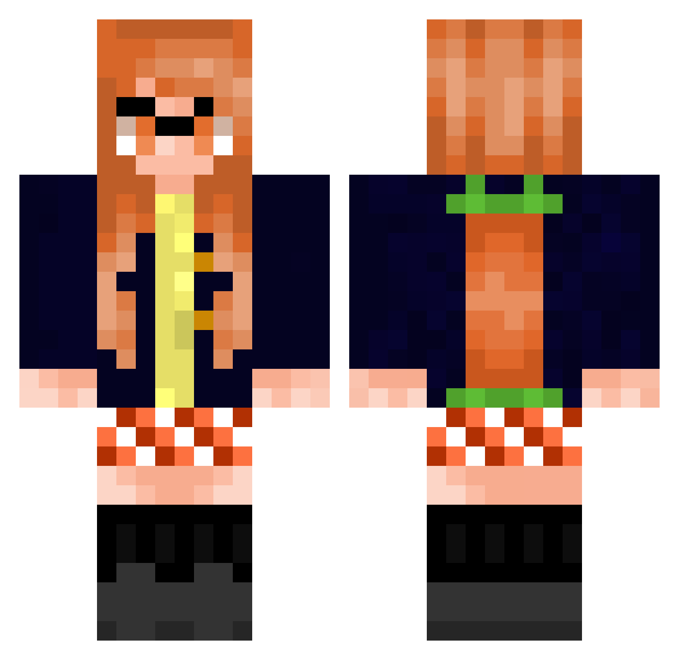 w0omy Minecraft skin, front and back view