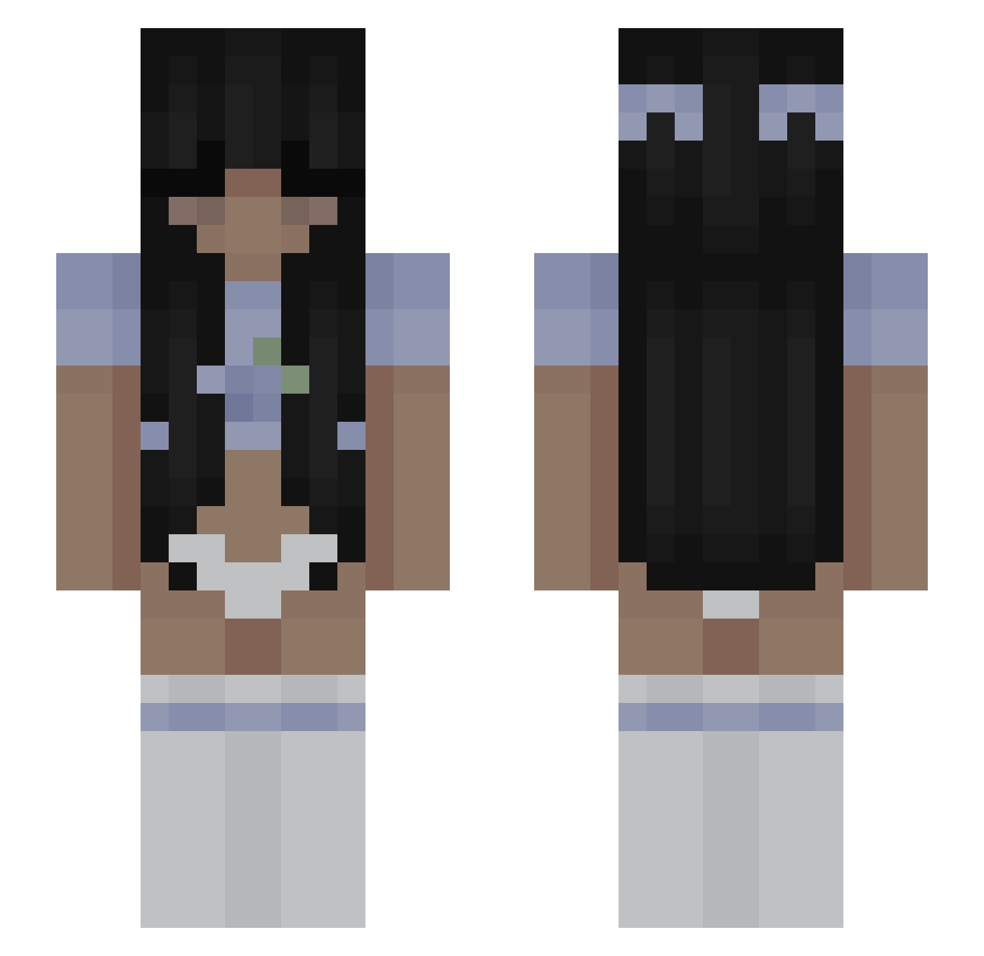 yafn Minecraft skin, front and back view
