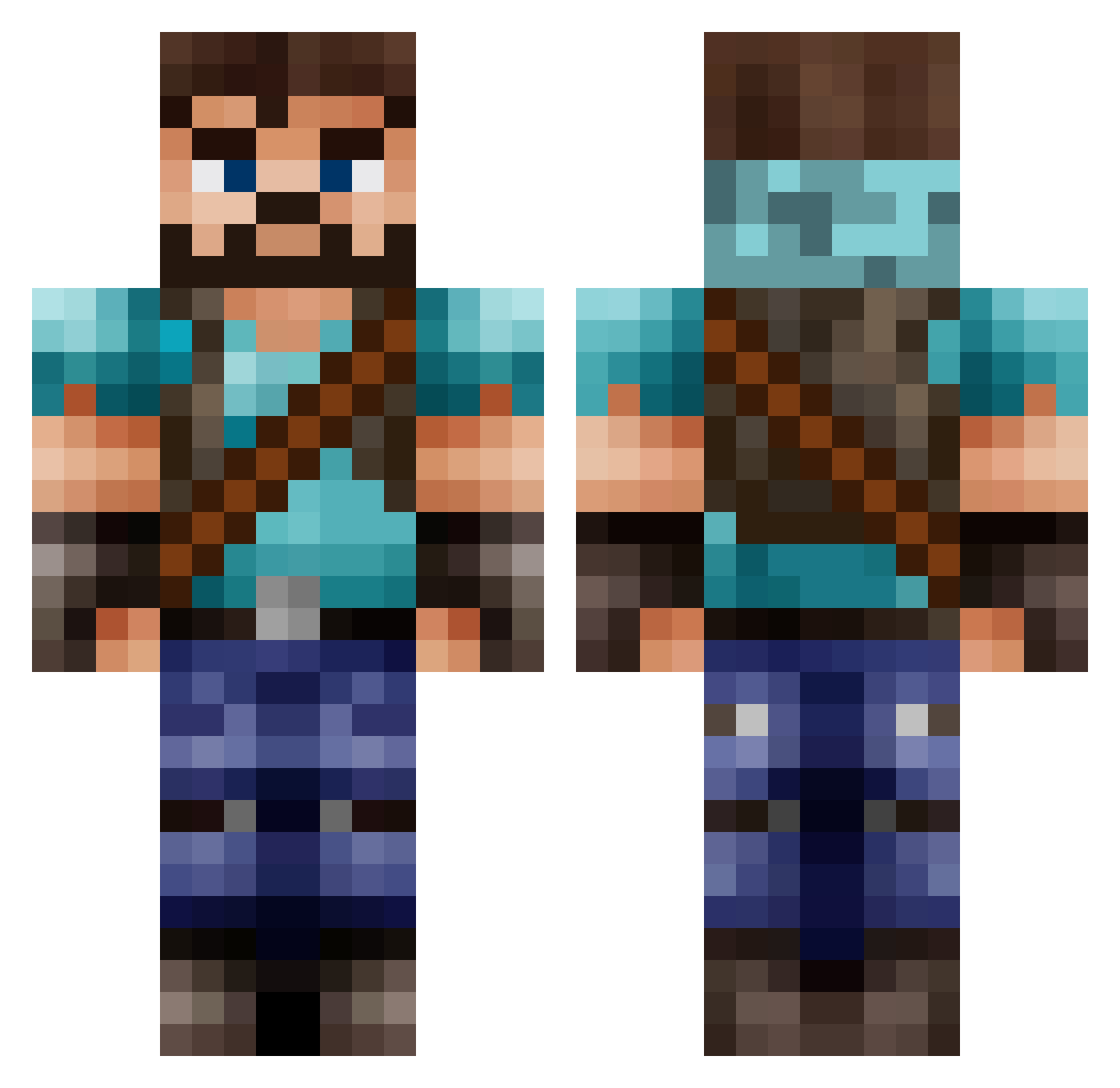 Garial Minecraft skin, front and back view