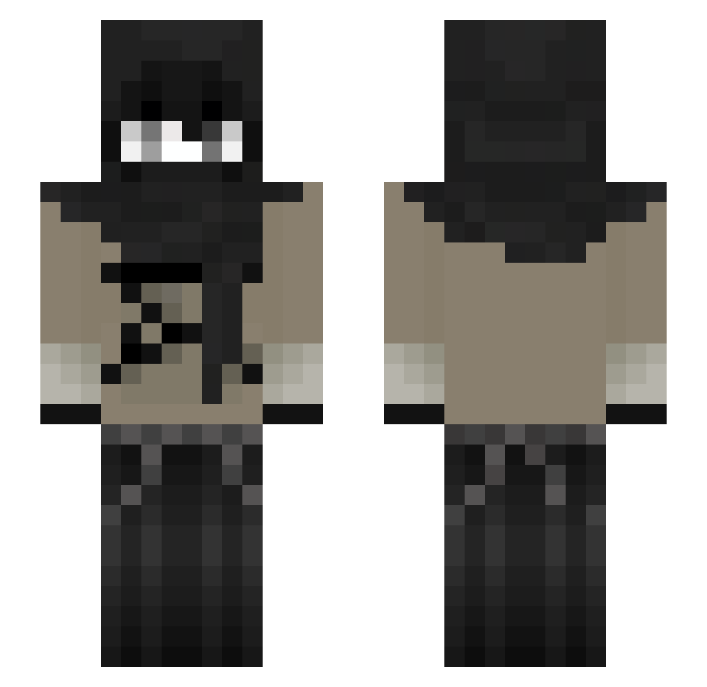 FoxMonX Minecraft skin, front and back view