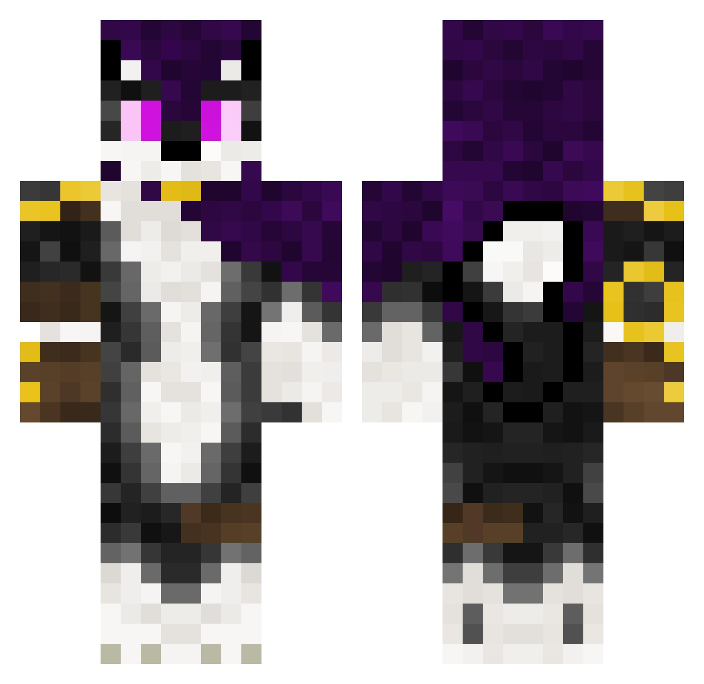 Furrdy Minecraft skin, front and back view