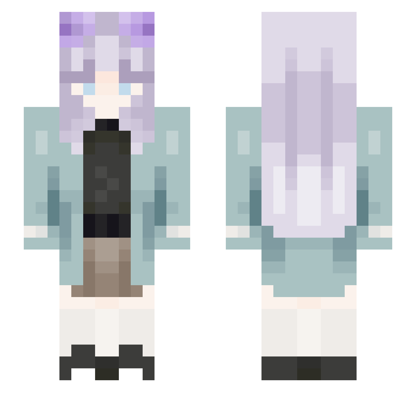 CuteQiu Minecraft skin, front and back view