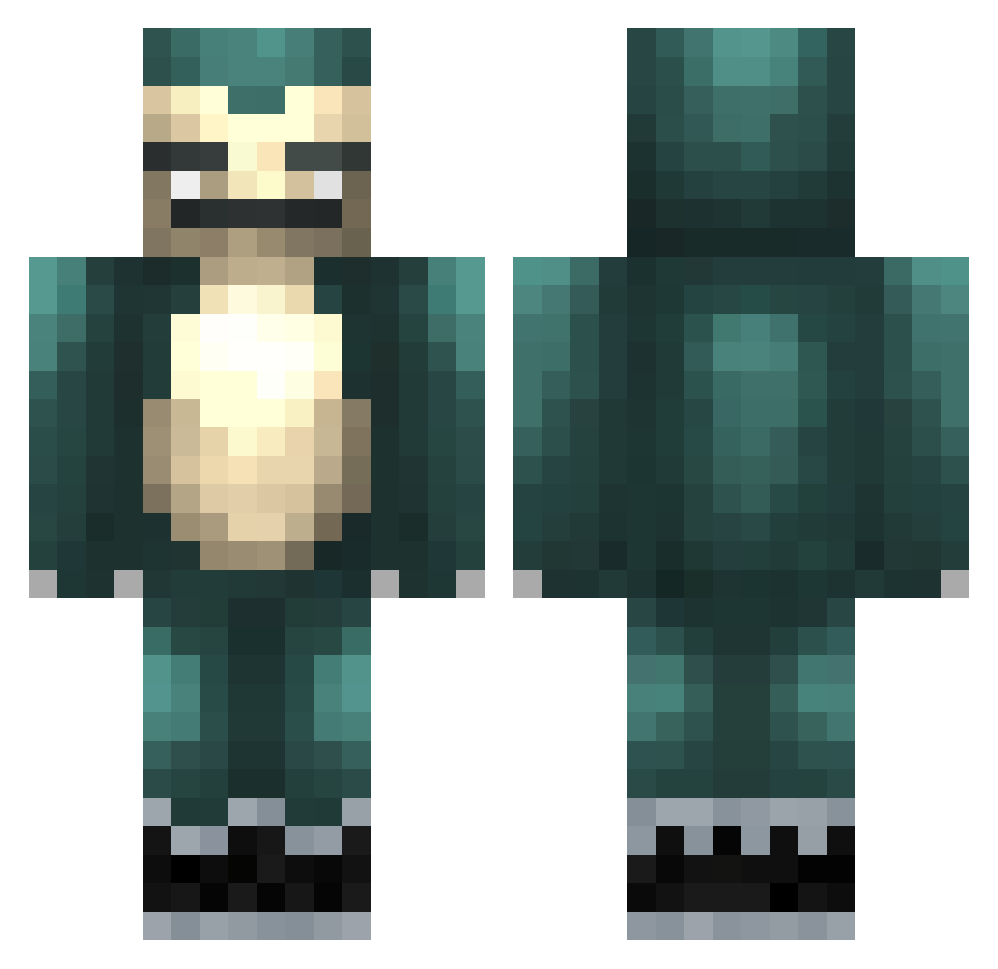 NoiceClip Minecraft skin, front and back view