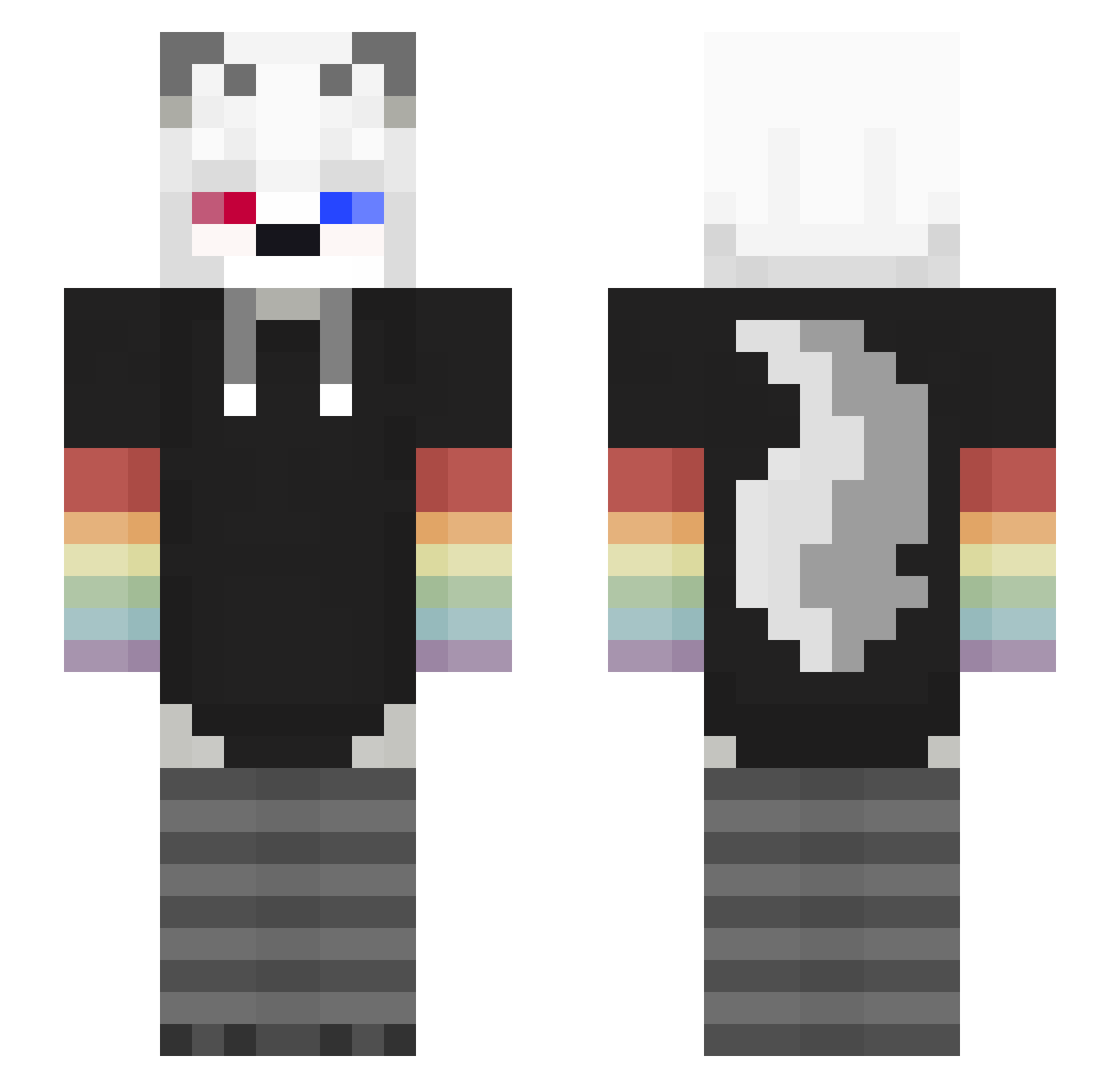 Portal3i Minecraft skin, front and back view