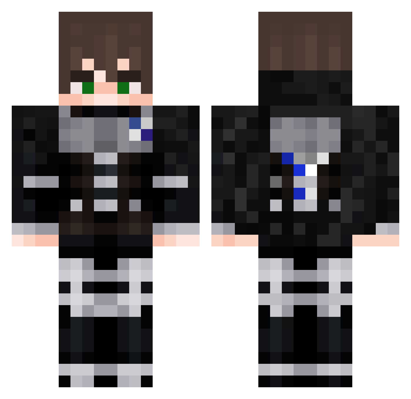 Aerckon Minecraft skin, front and back view