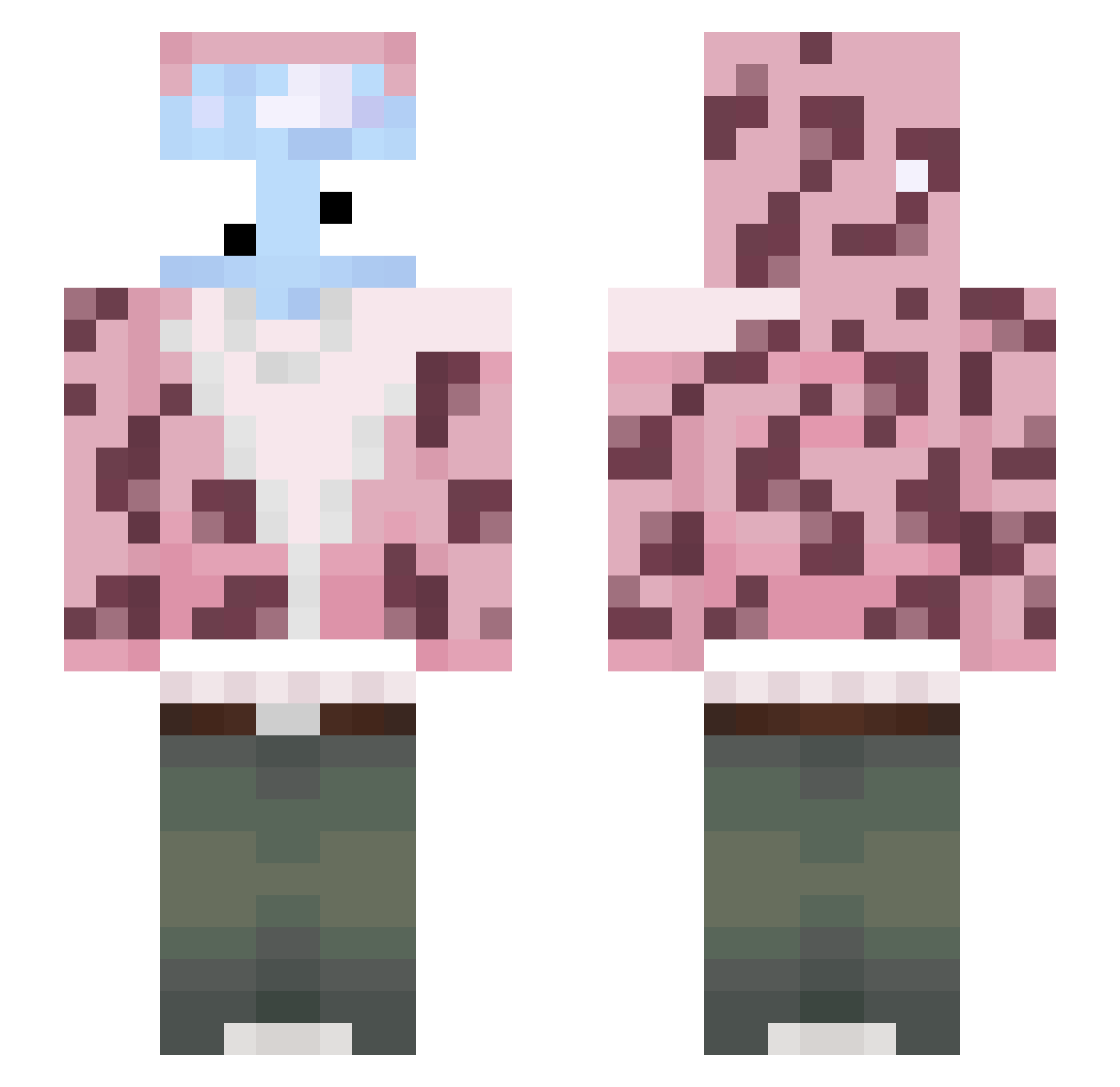 Piilot Minecraft skin, front and back view