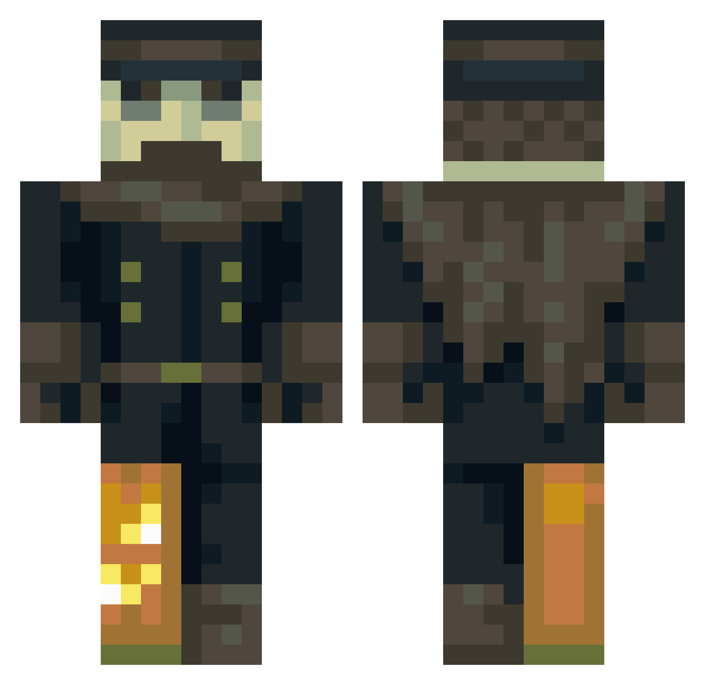 vagus Minecraft skin, front and back view