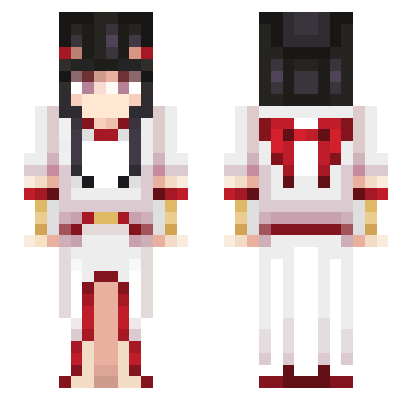 ReversePlease Minecraft skin, front and back view