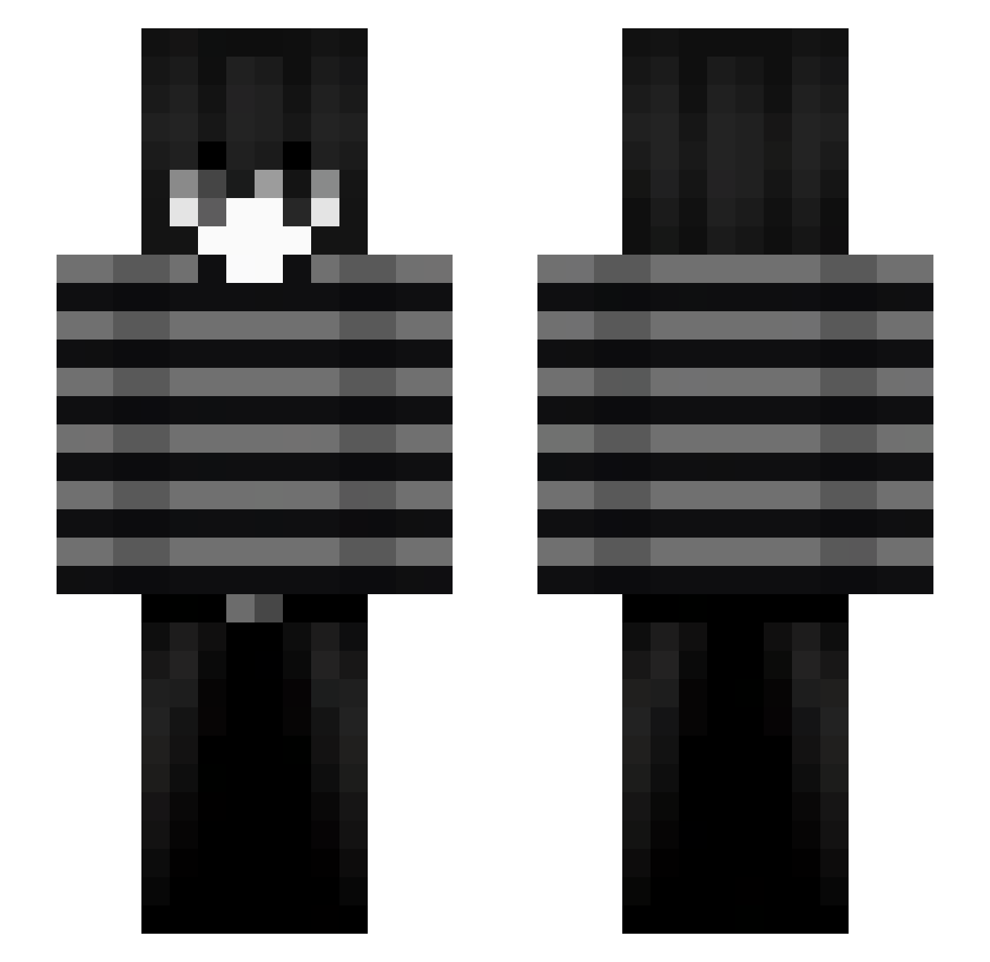 NwrX Minecraft skin, front and back view