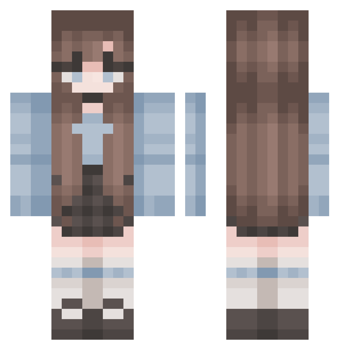 SDFJ00 Minecraft skin, front and back view
