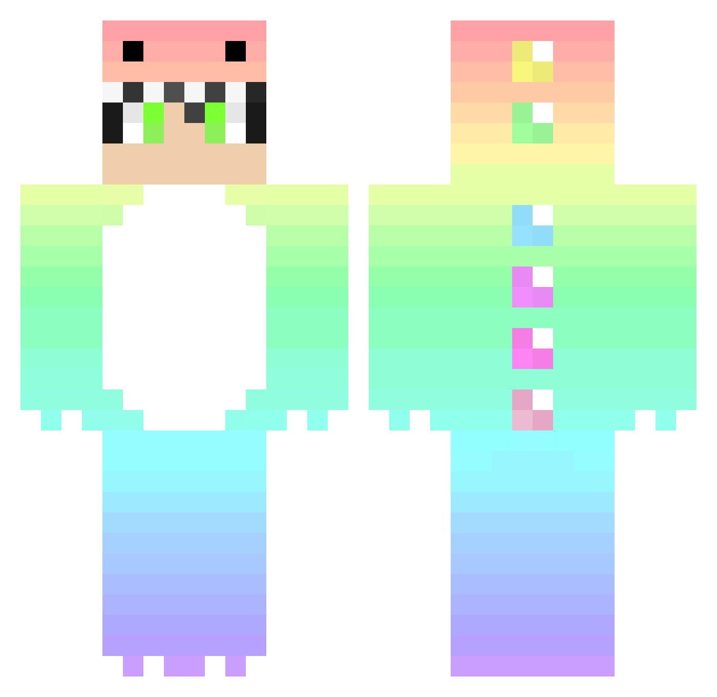 MightyMeatball Minecraft skin, front and back view