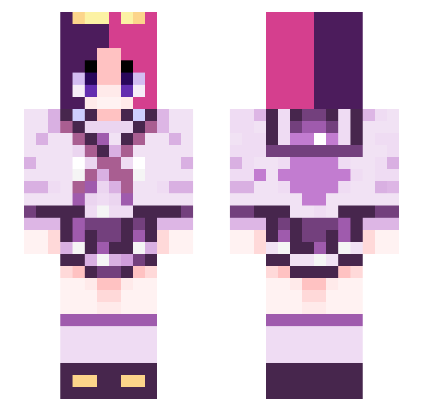 TheJokersQueen Minecraft skin, front and back view