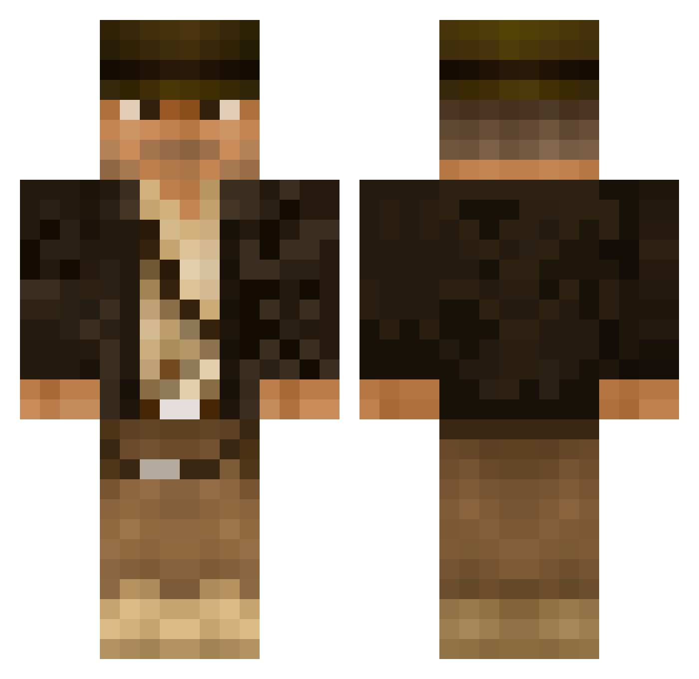 Husk Minecraft skin, front and back view