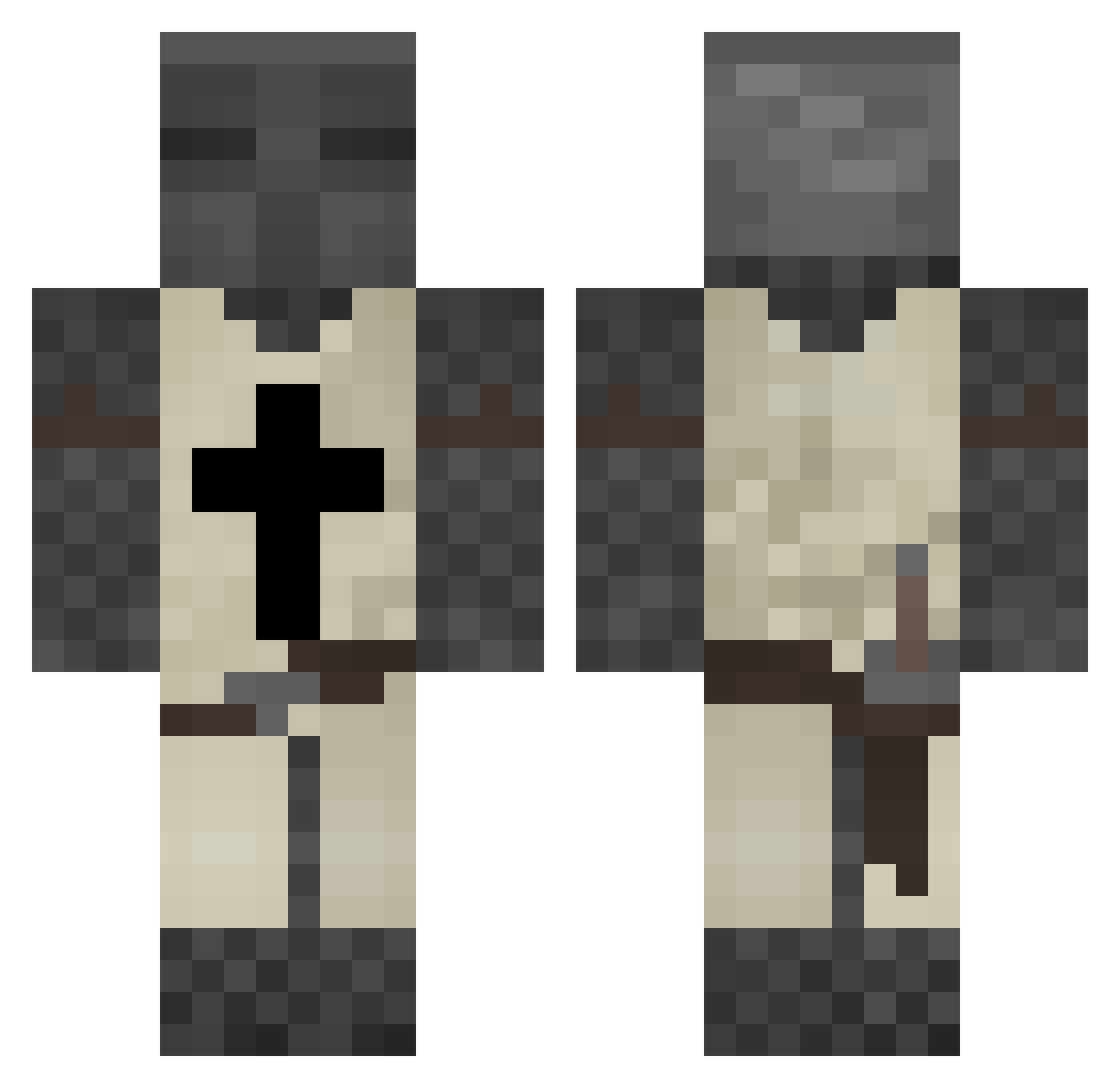 XPAzured Minecraft skin, front and back view