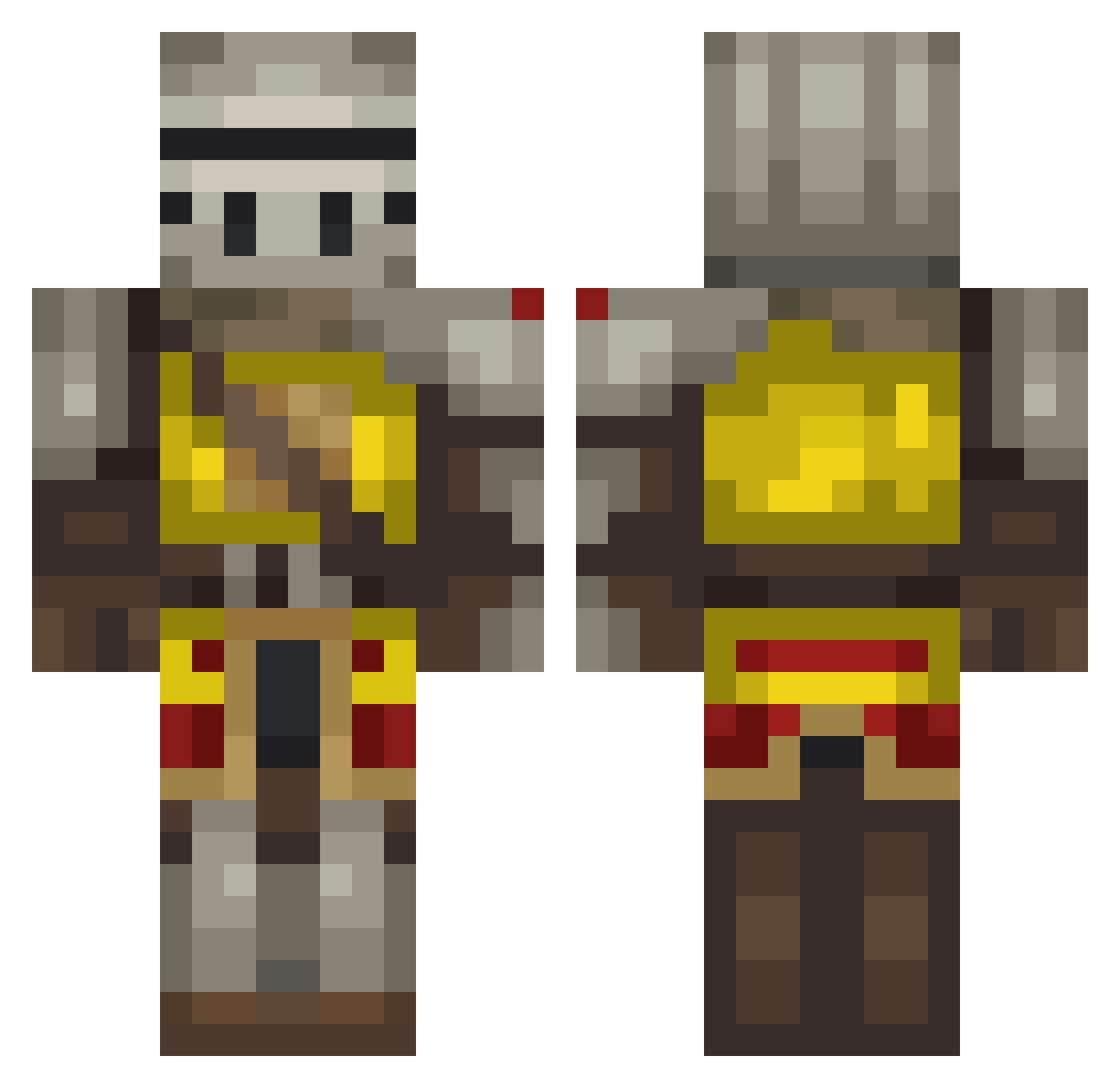 TotallyN0tHuman Minecraft skin, front and back view