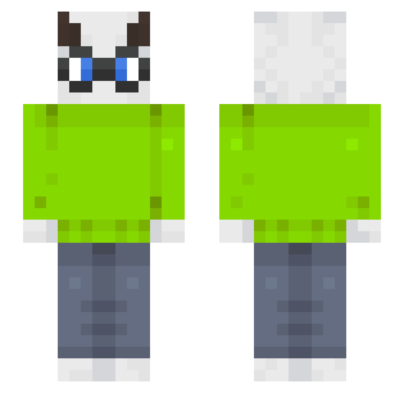 Yhvr Minecraft skin, front and back view
