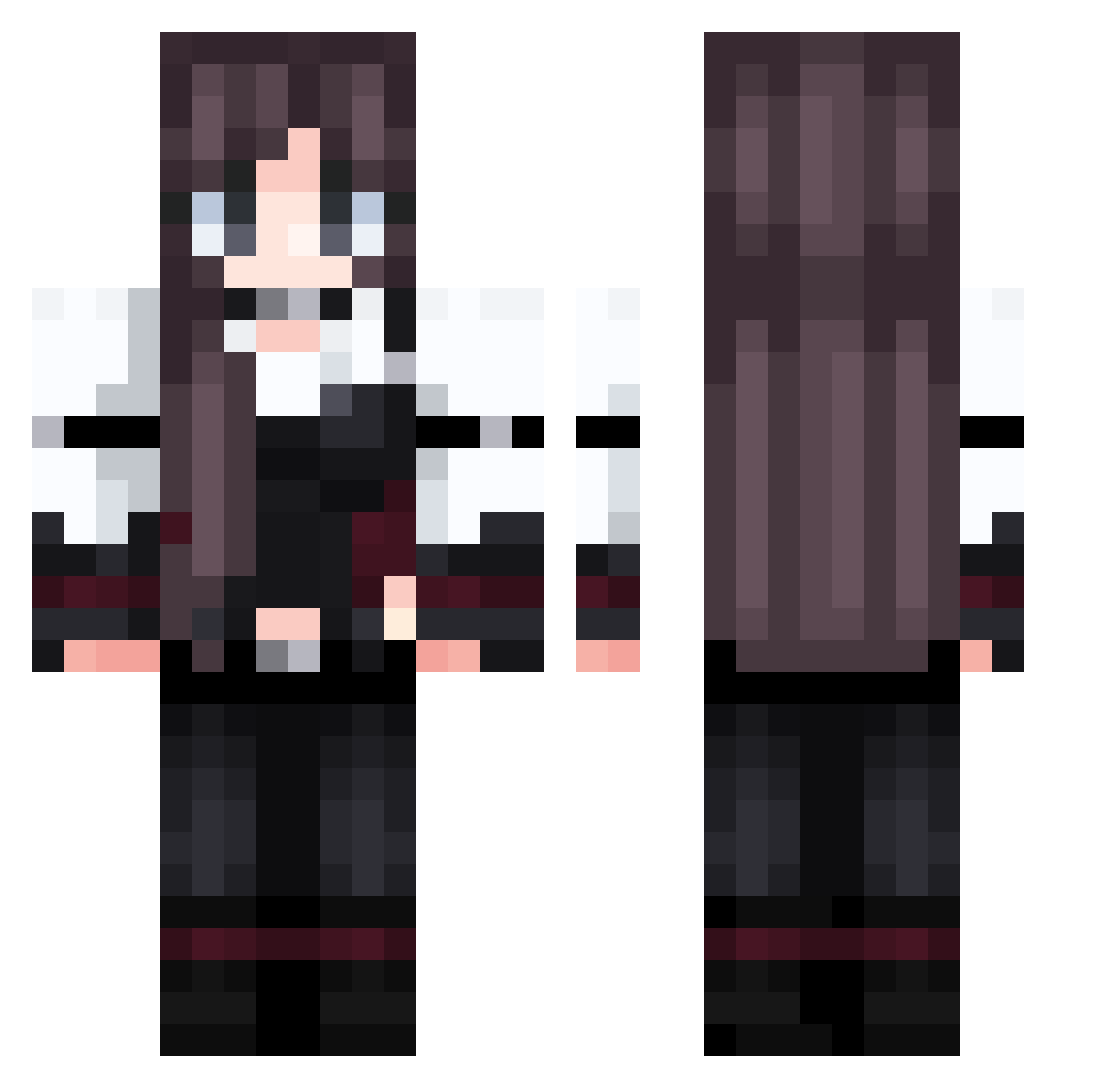 MilfyTea Minecraft skin, front and back view