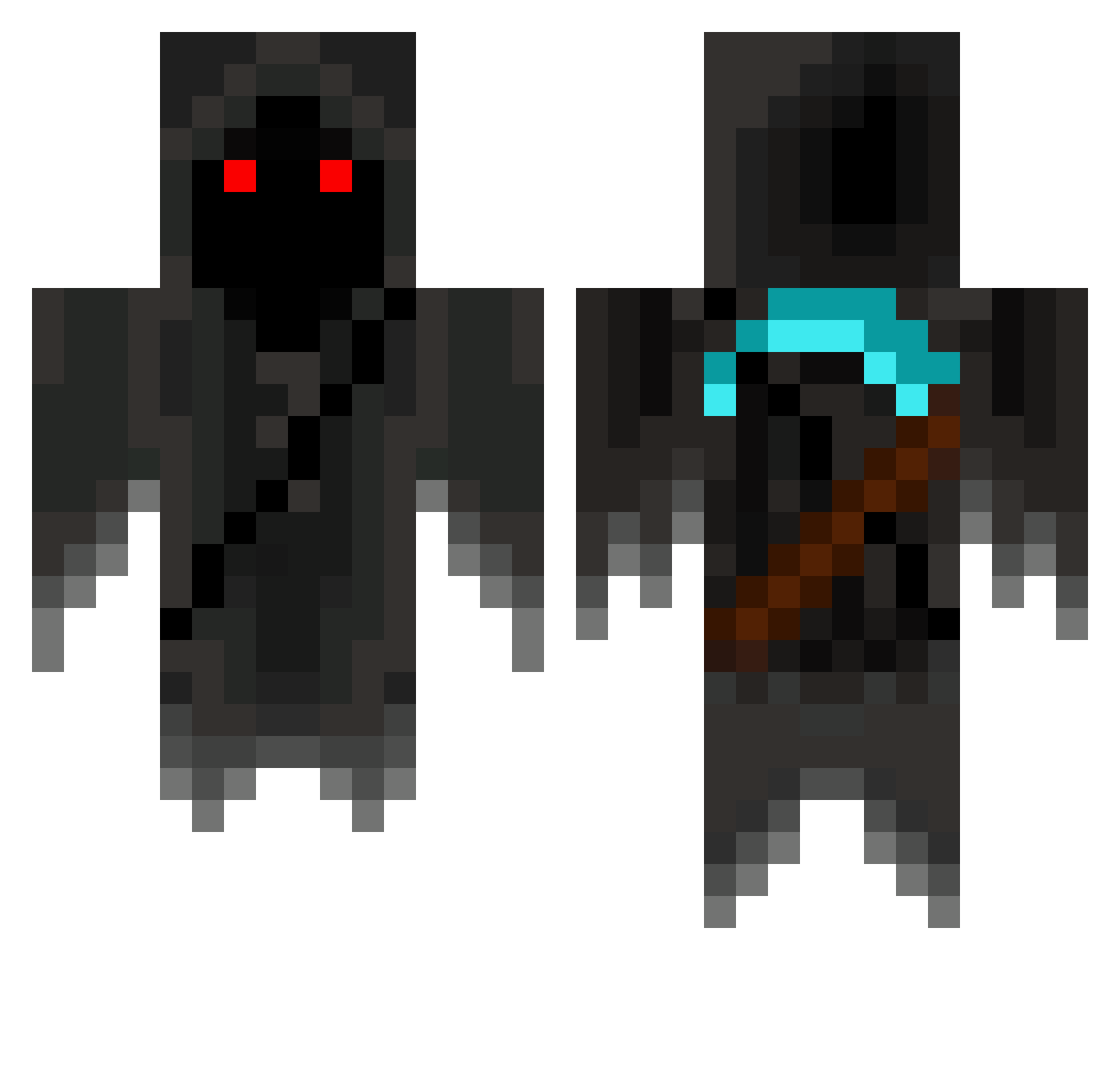 Dyspraxia Minecraft skin, front and back view