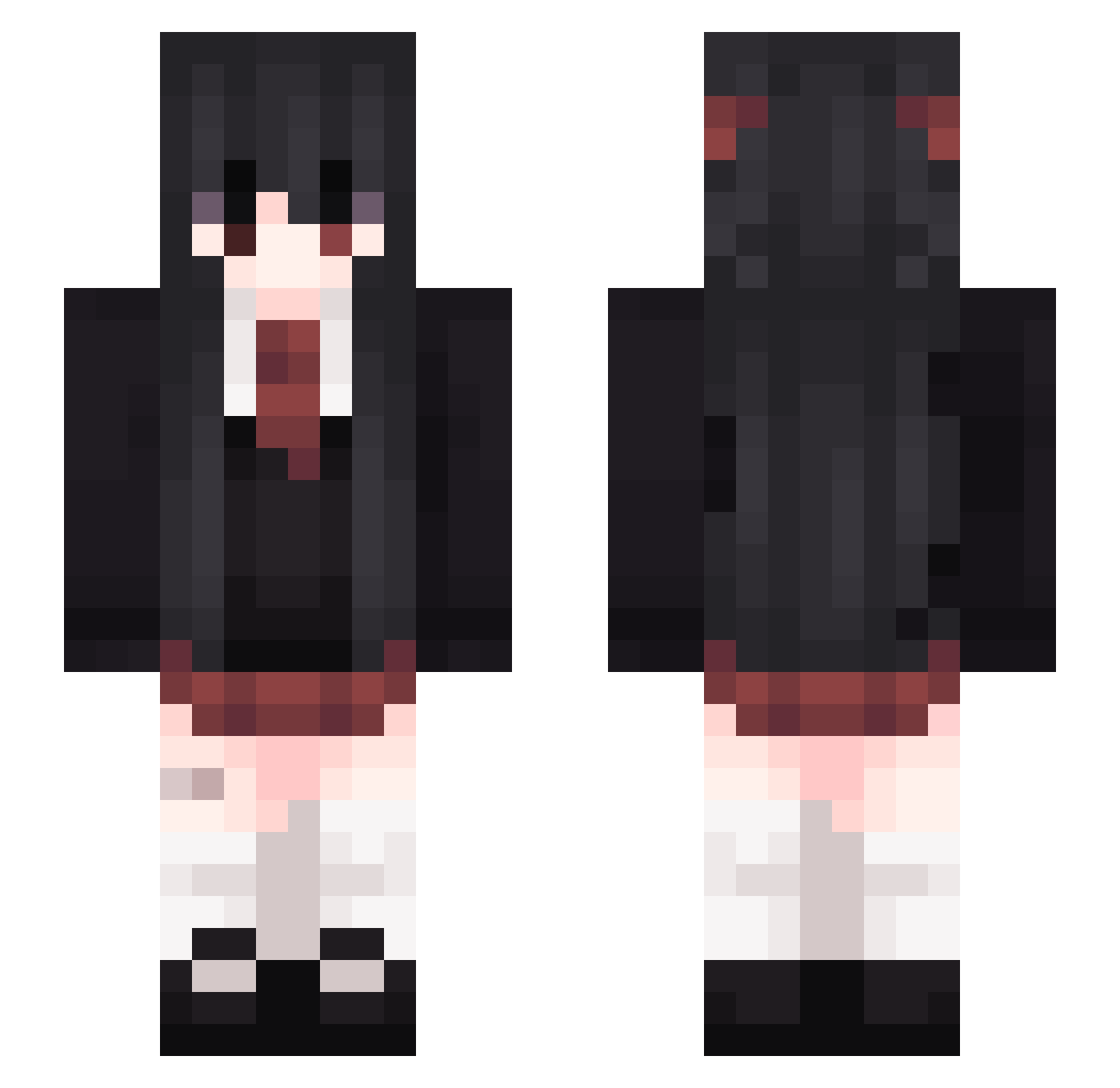 w4u Minecraft skin, front and back view