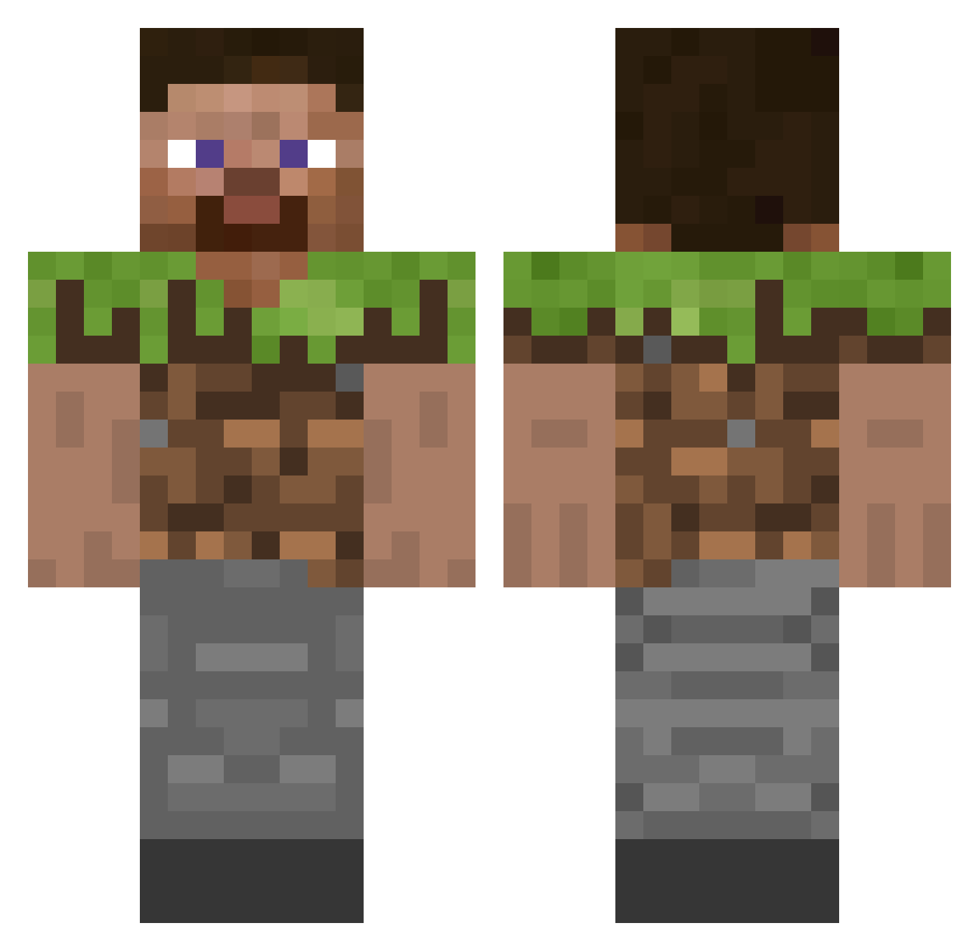 Mildest Minecraft skin, front and back view