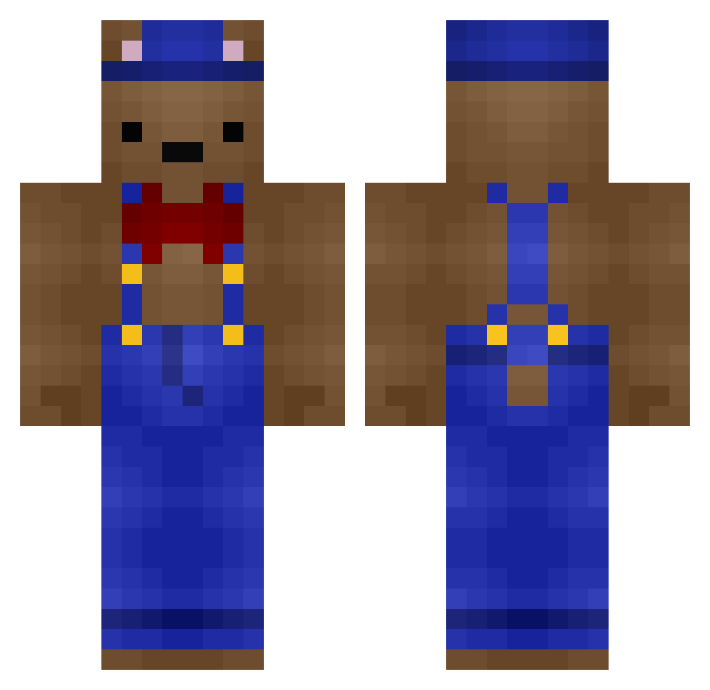 Chitoox Minecraft skin, front and back view