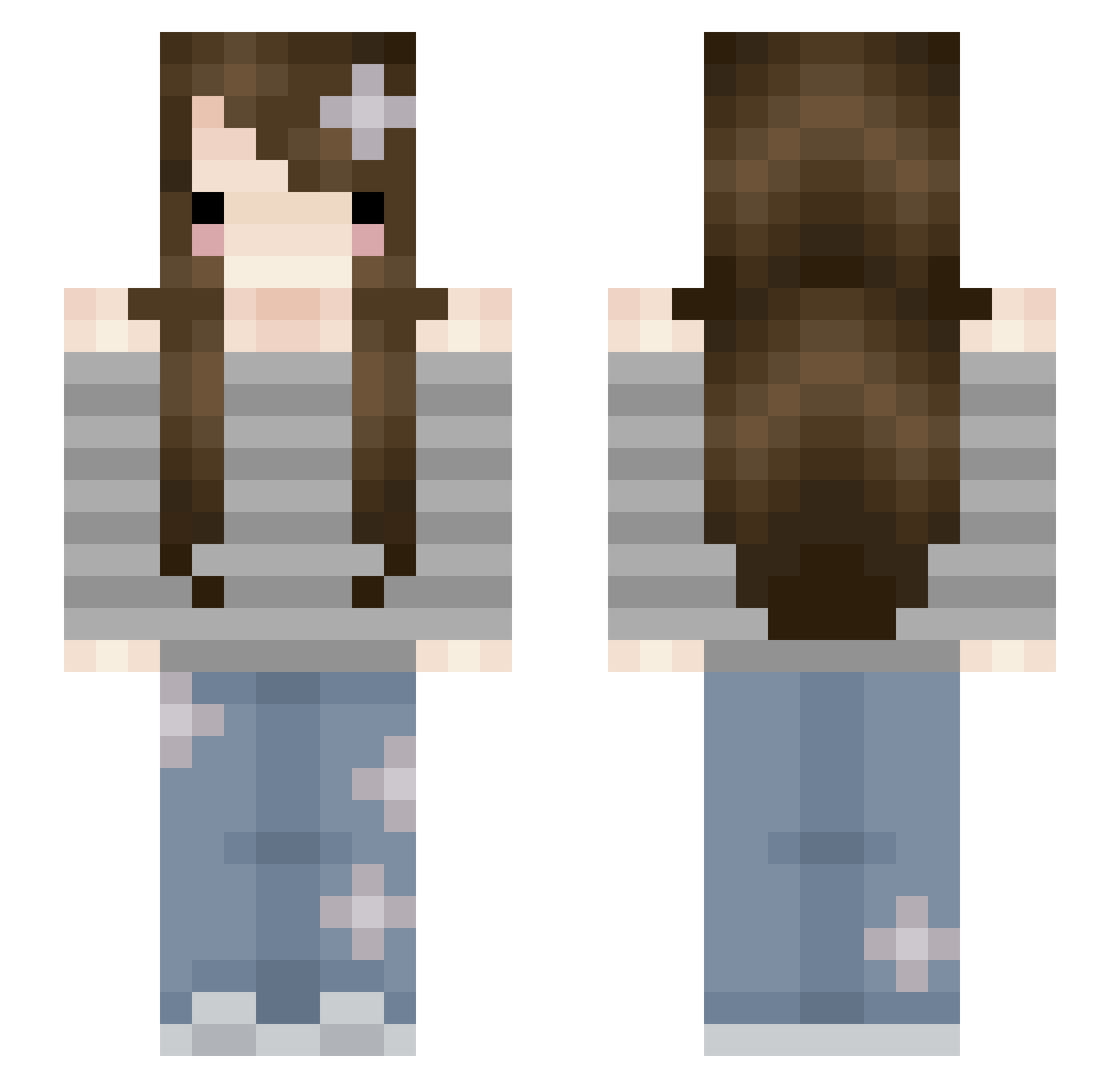 qazxin Minecraft skin, front and back view