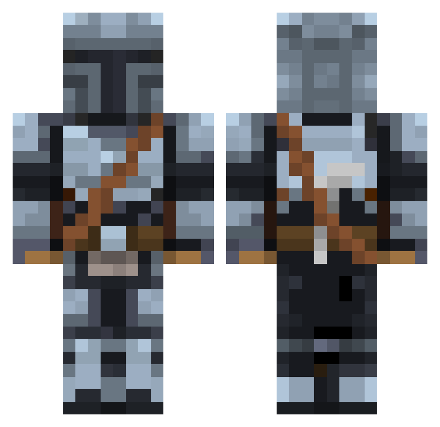 Frostytute Minecraft skin, front and back view