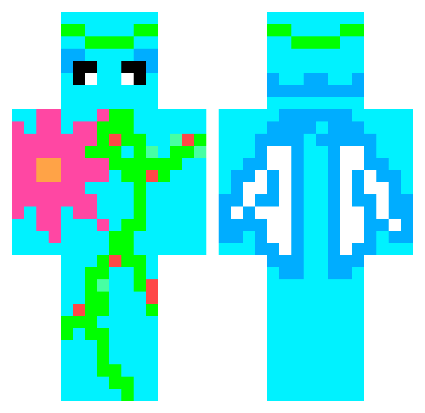 LucaaAda Minecraft skin, front and back view