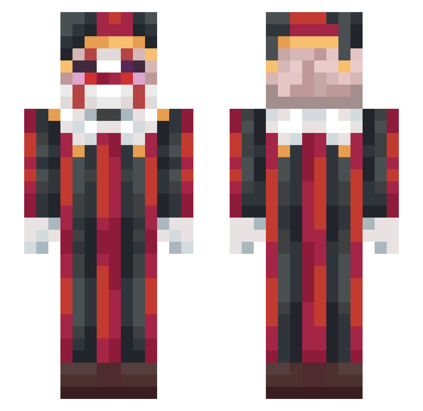 x3l1an Minecraft skin, front and back view
