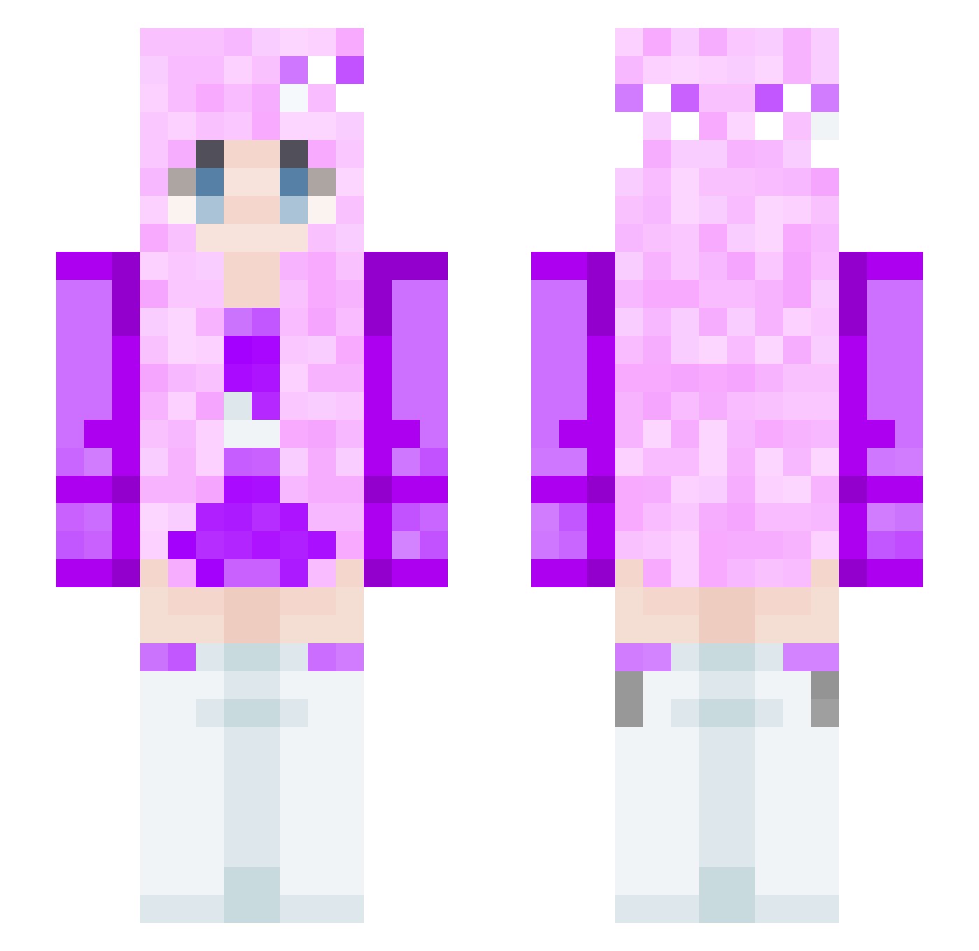 xZumxy Minecraft skin, front and back view