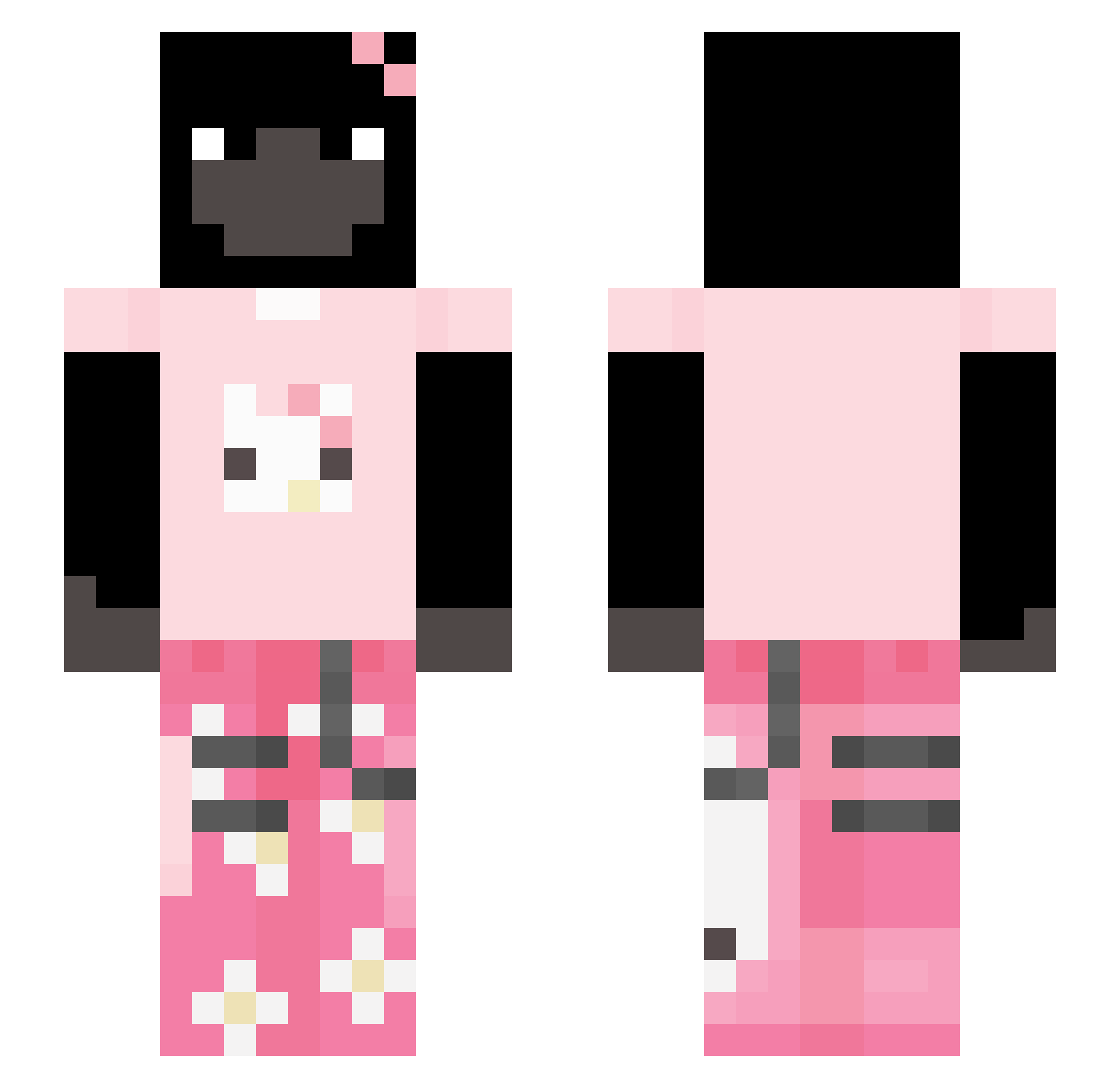 Sphxnie Minecraft skin, front and back view