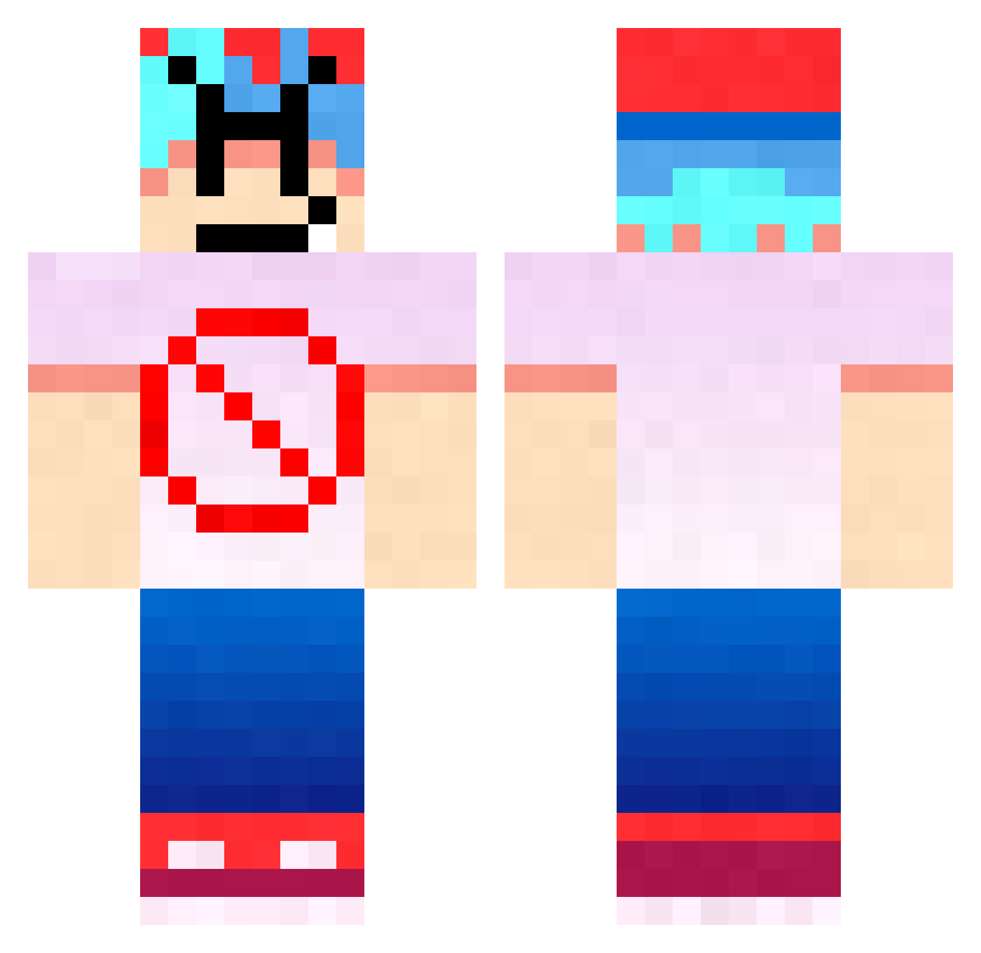 Manostio Minecraft skin, front and back view