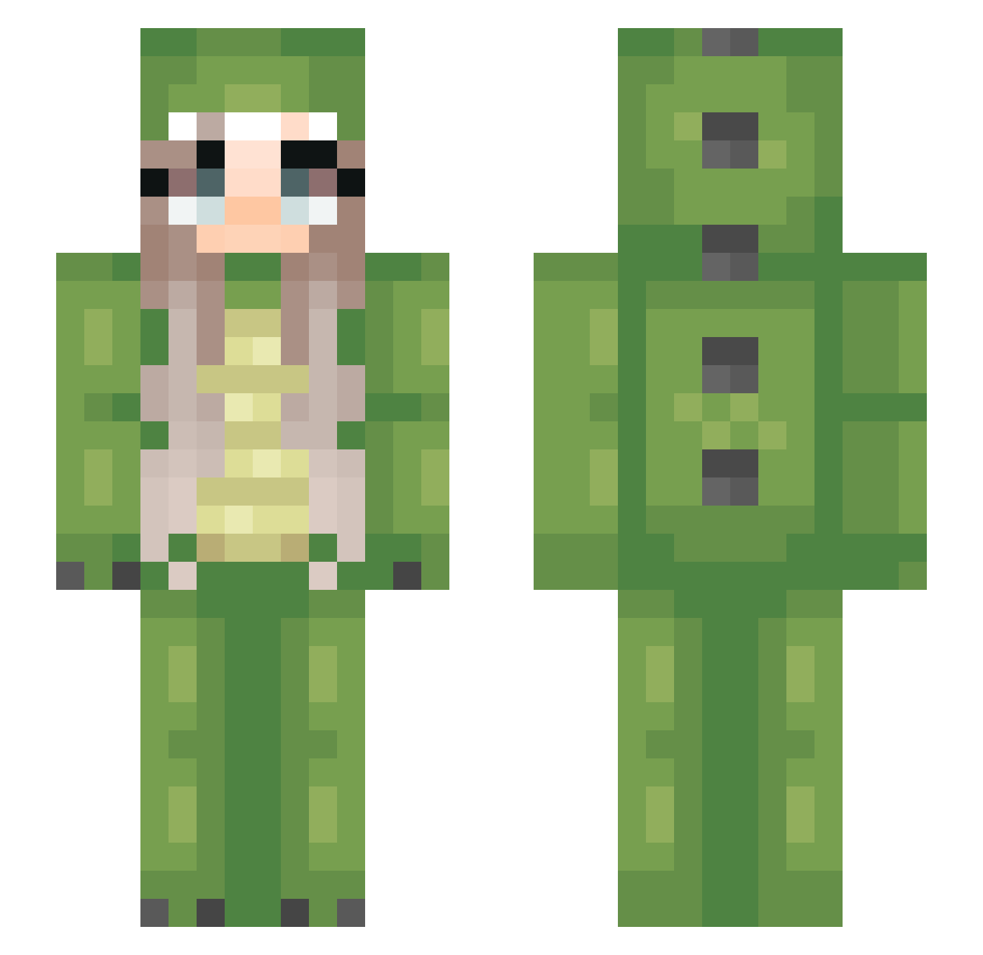 Grimorce Minecraft skin, front and back view