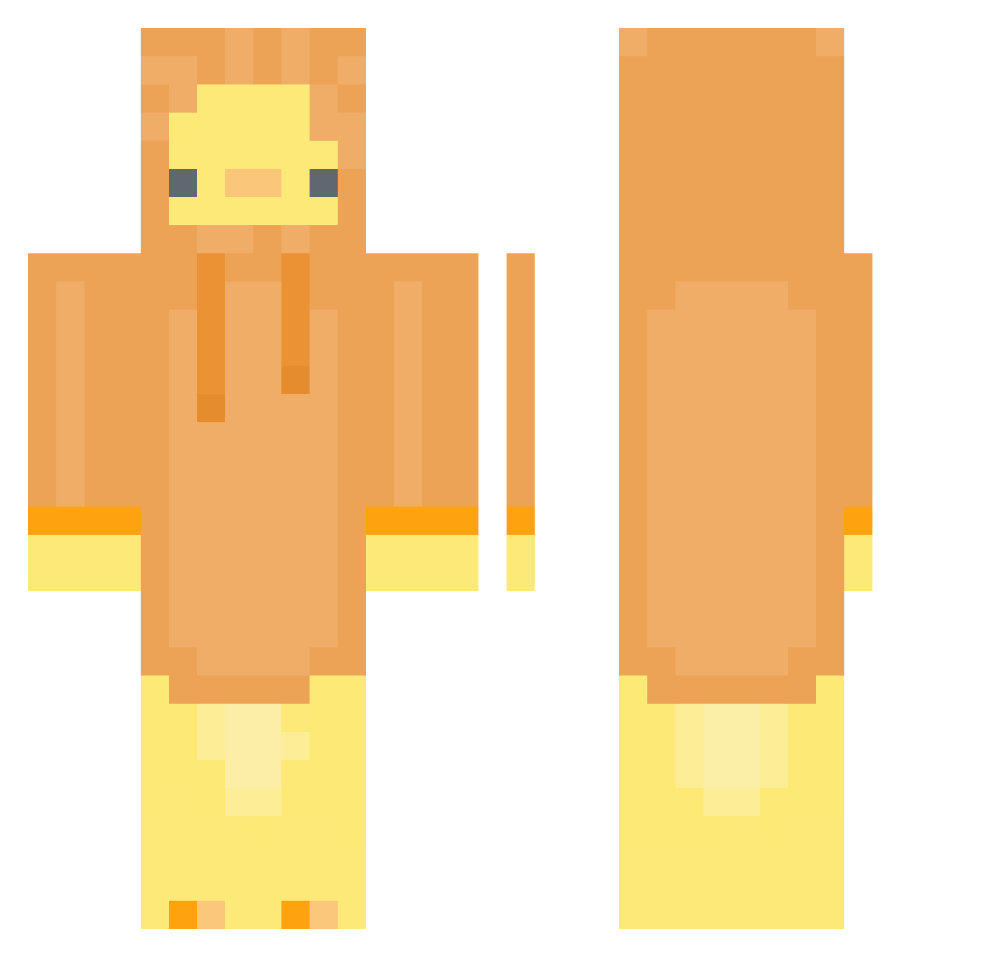 SlamDucked Minecraft skin, front and back view