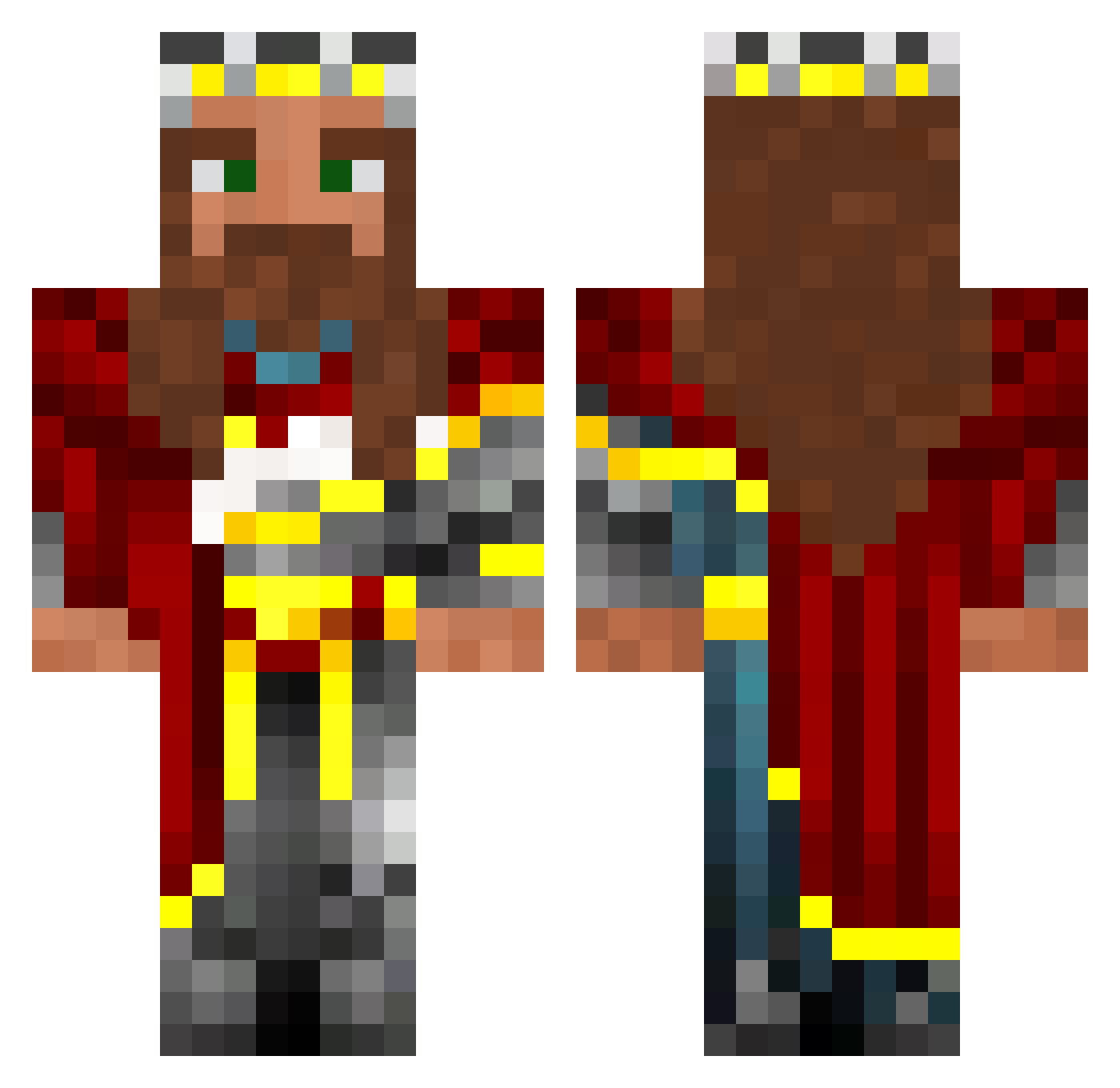 Rainbow_math Minecraft skin, front and back view