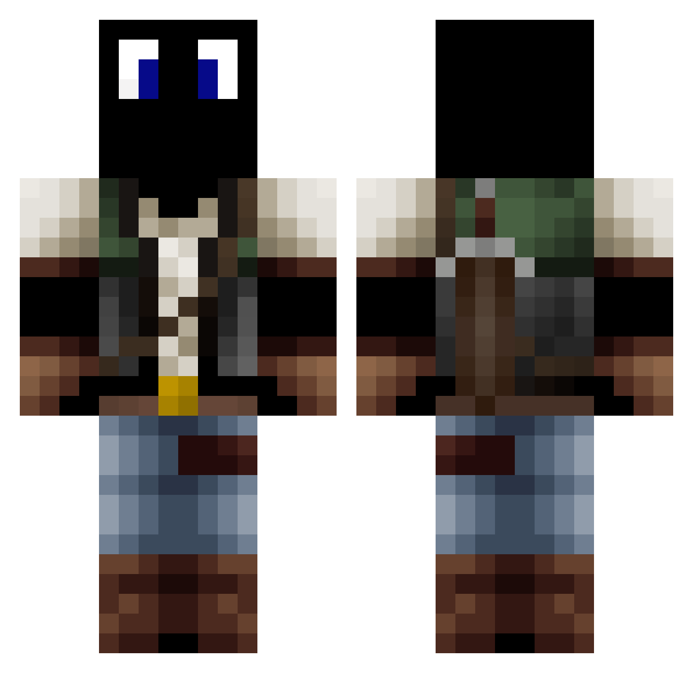 Dorzeey Minecraft skin, front and back view