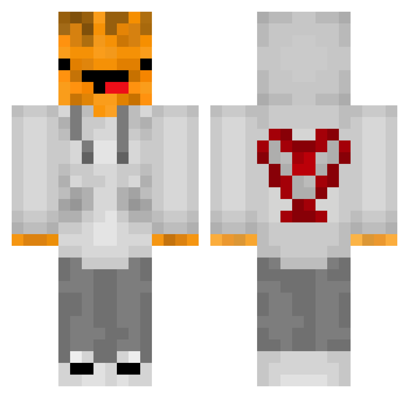 ToastyTheWaffle Minecraft skin, front and back view