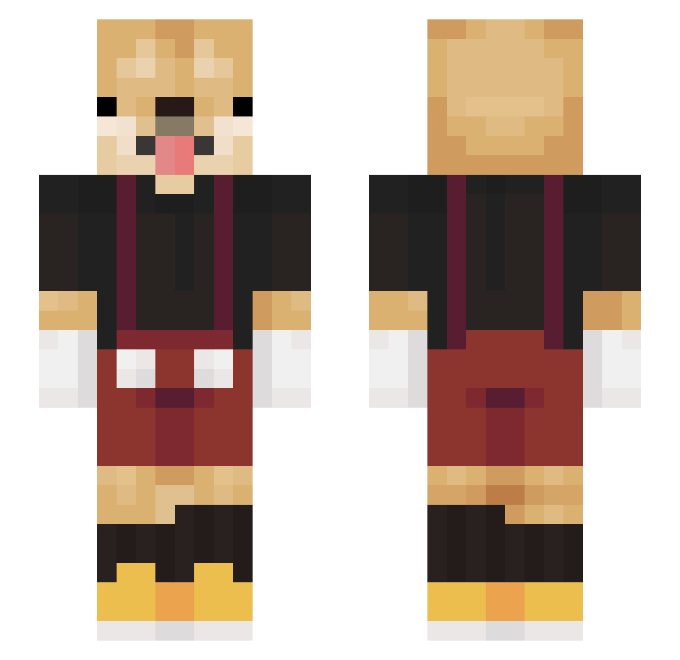 to3iaa Minecraft skin, front and back view