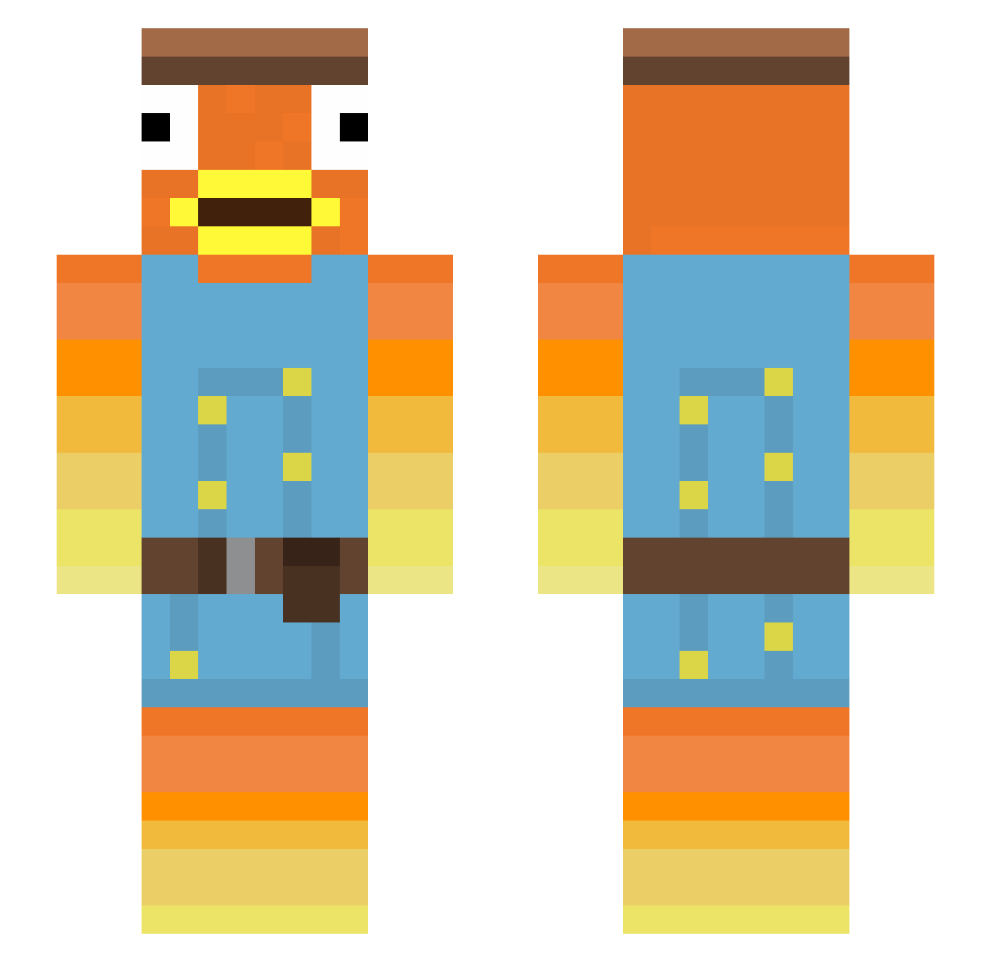 t01haa Minecraft skin, front and back view