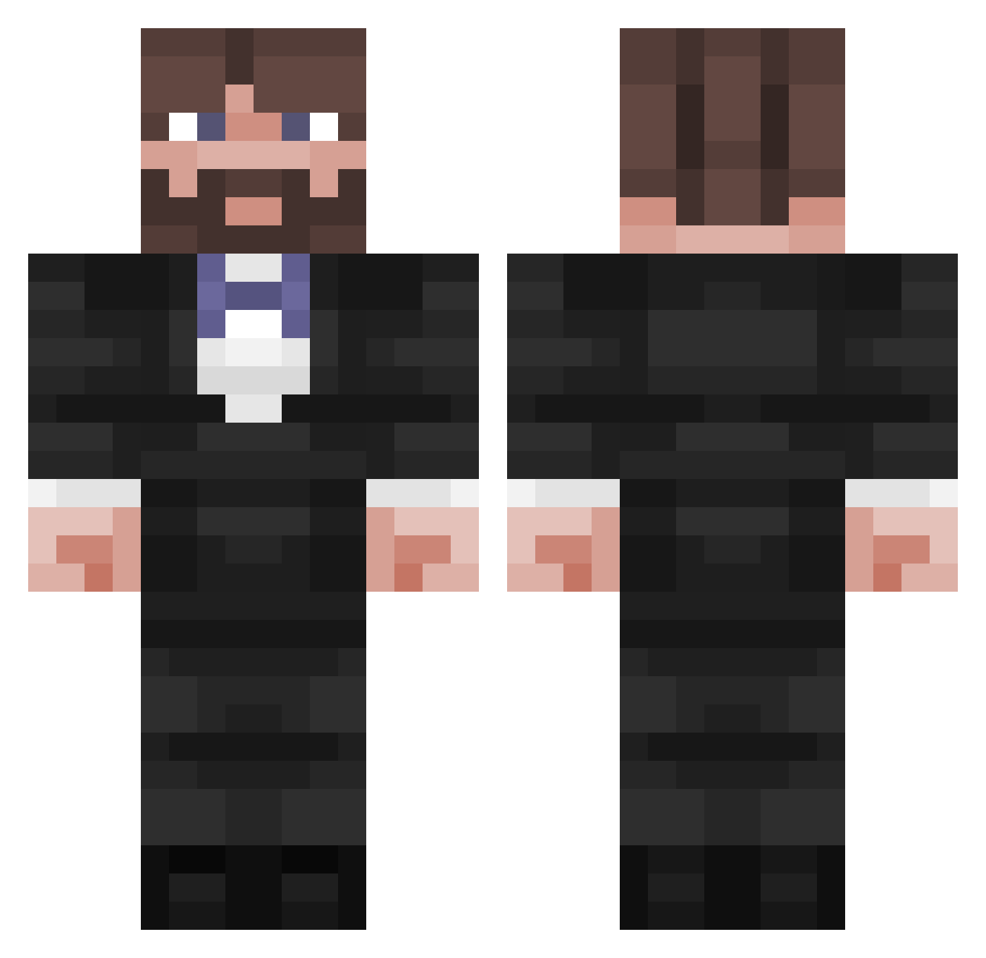 Xmyrai Minecraft skin, front and back view