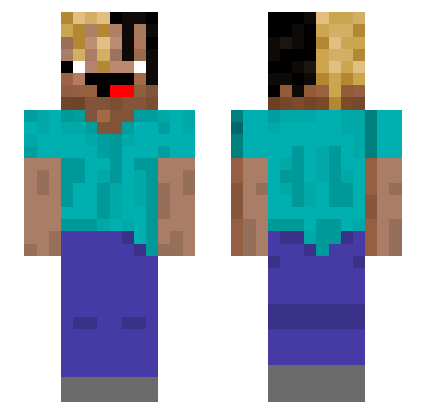iZYABLINKTON Minecraft skin, front and back view