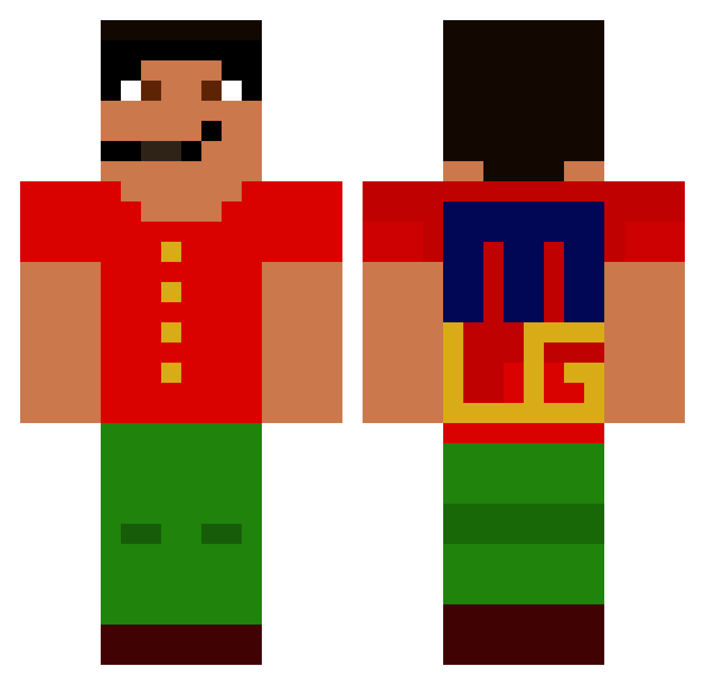 SombaMC Minecraft skin, front and back view