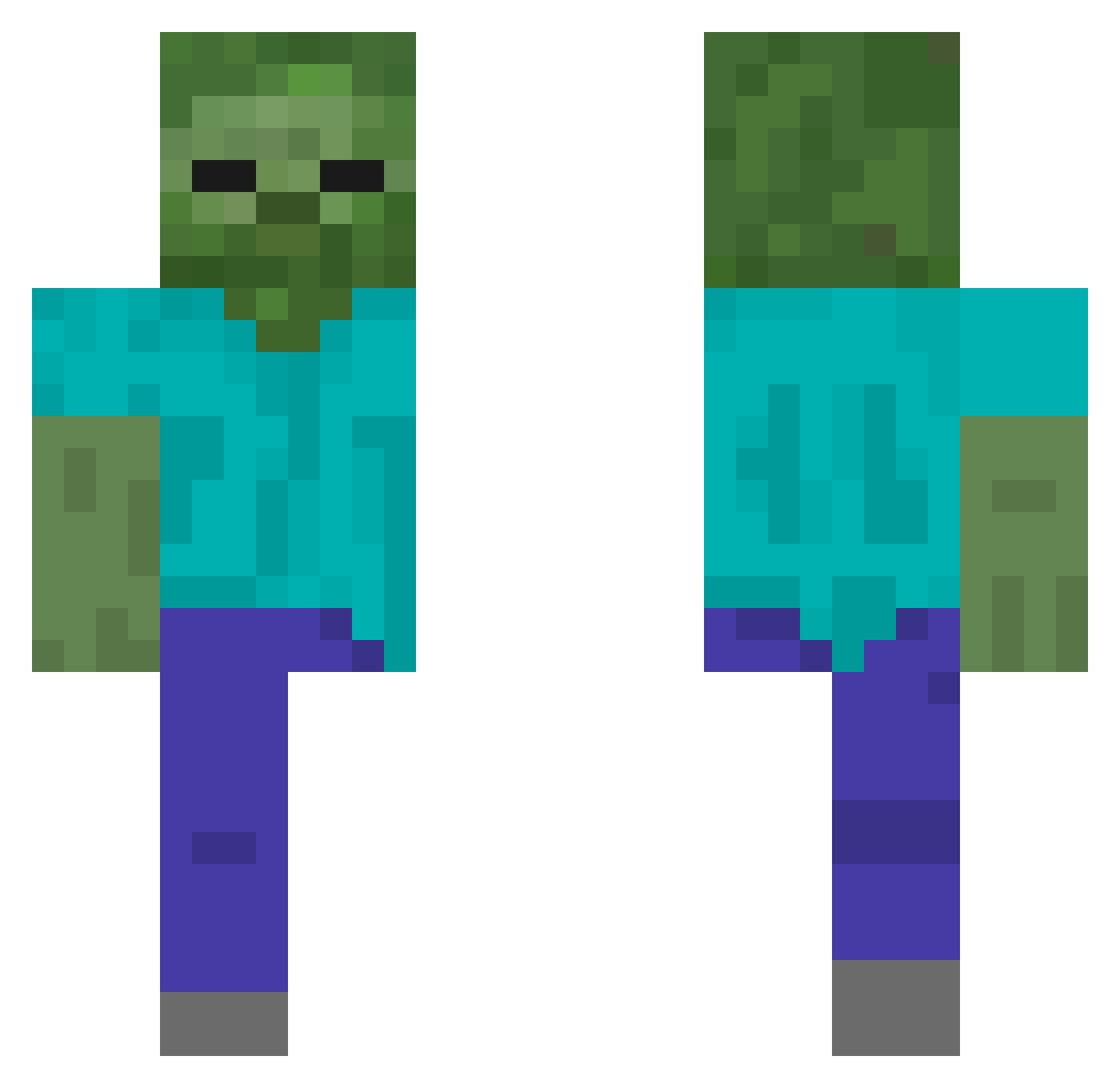 TULOW Minecraft skin, front and back view