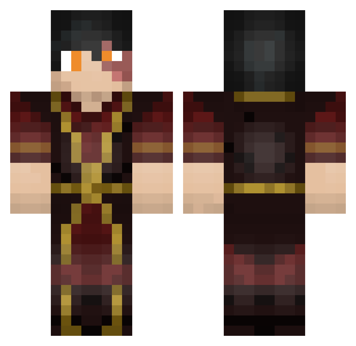xZuko Minecraft skin, front and back view