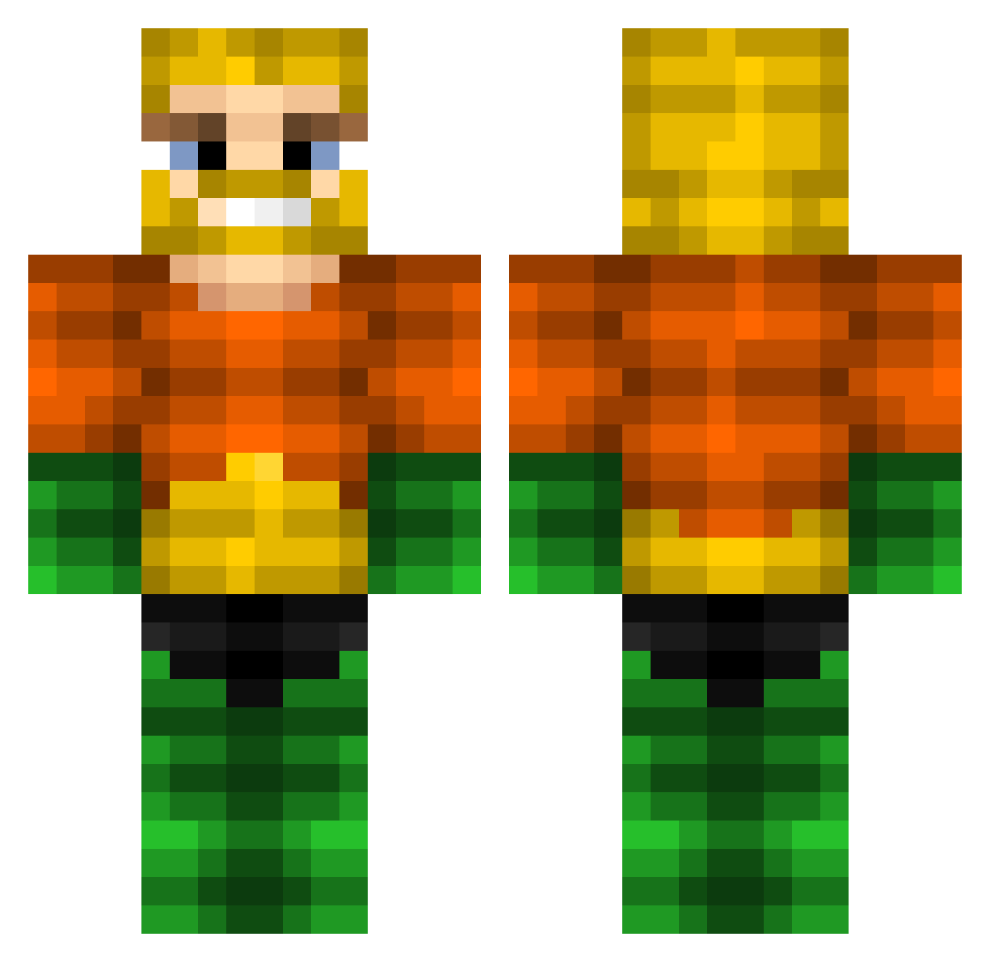 EpikBradie Minecraft skin, front and back view