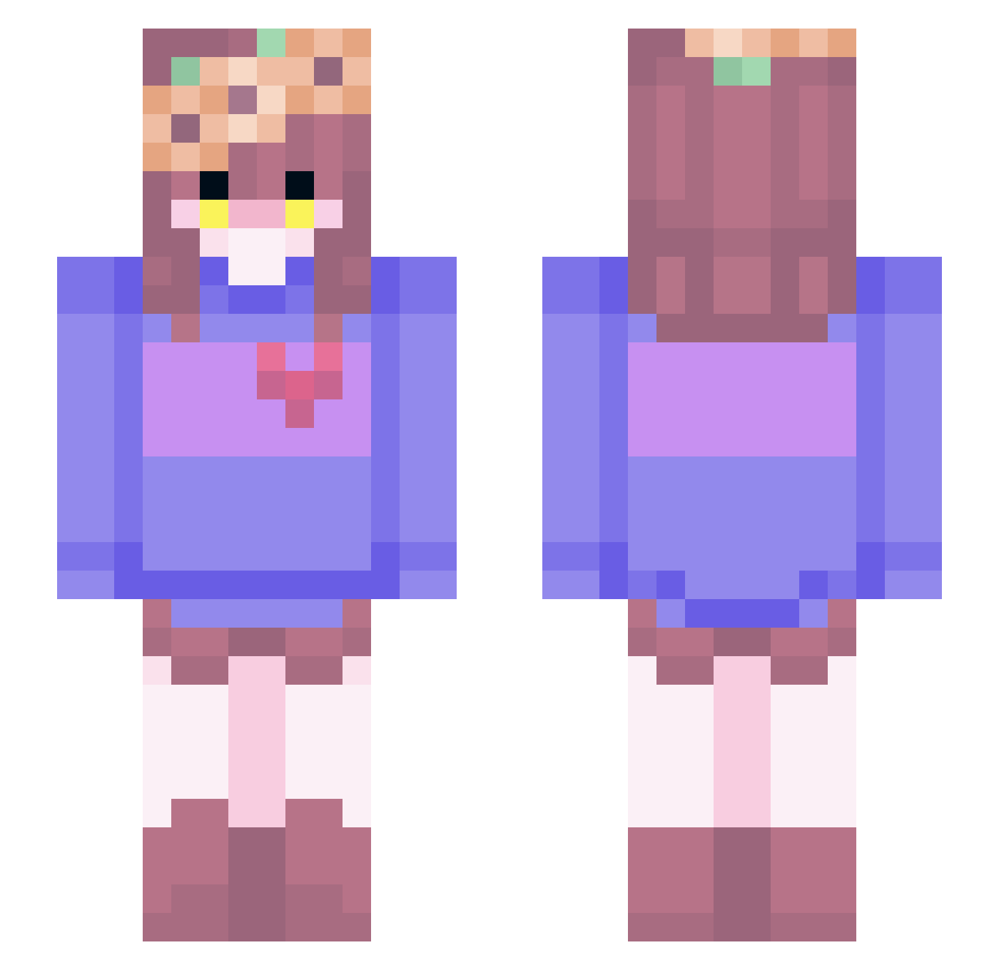 Elarinia Minecraft skin, front and back view