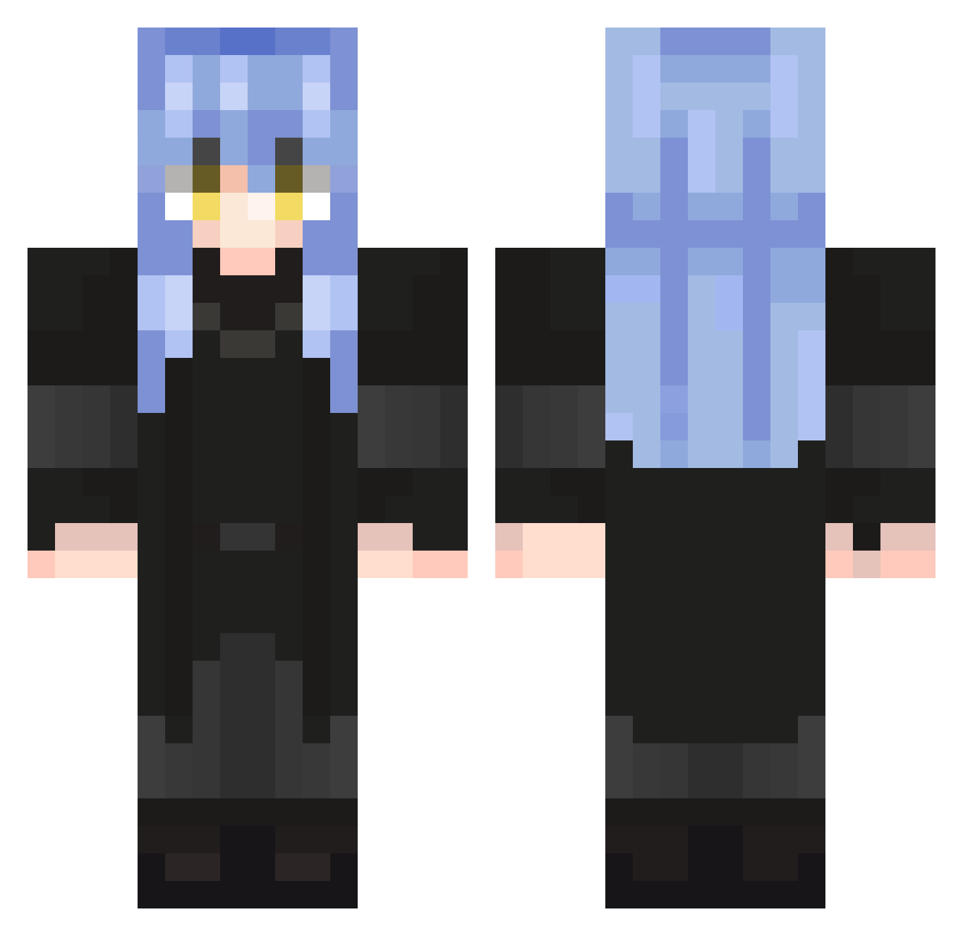 Jxebie Minecraft skin, front and back view