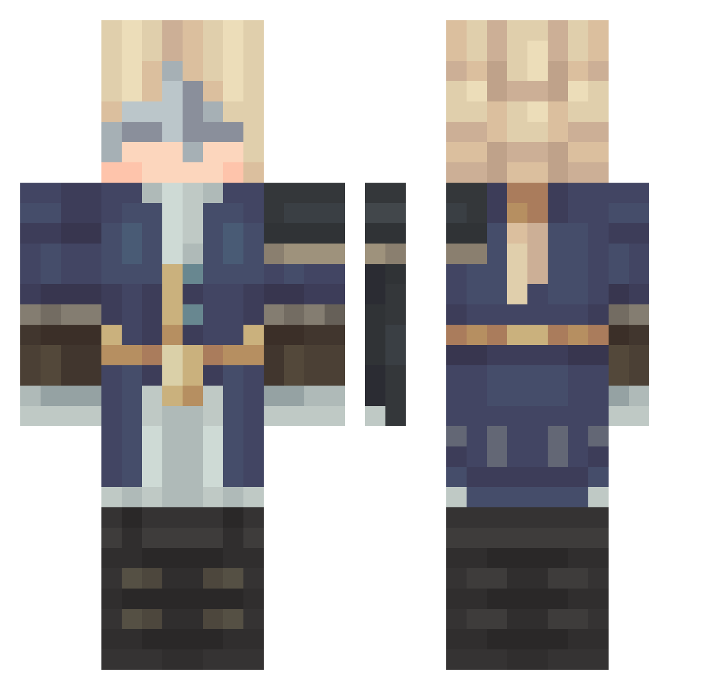 SkyForgeZero Minecraft skin, front and back view